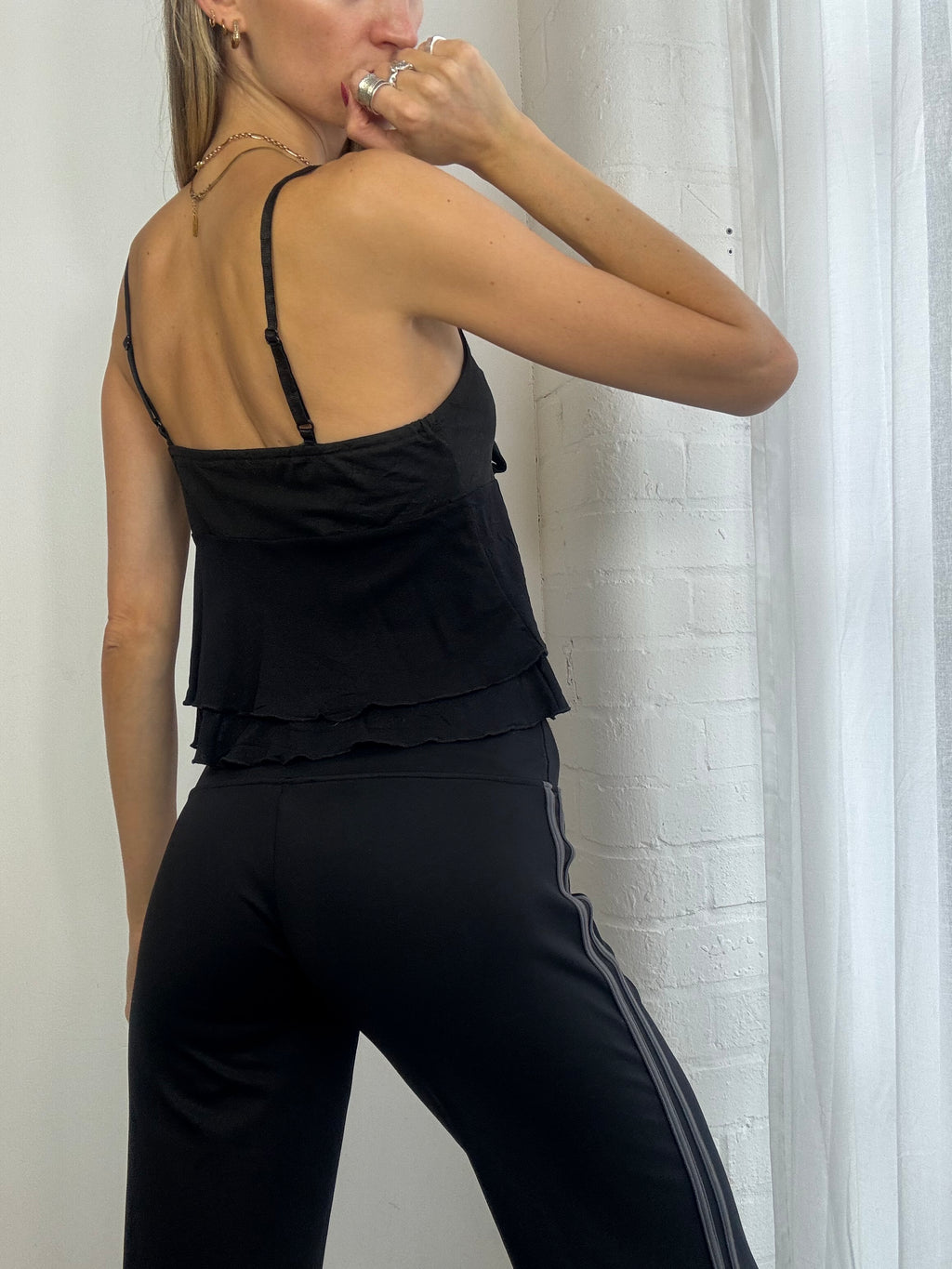 Vintage Y2K black cami top with bow