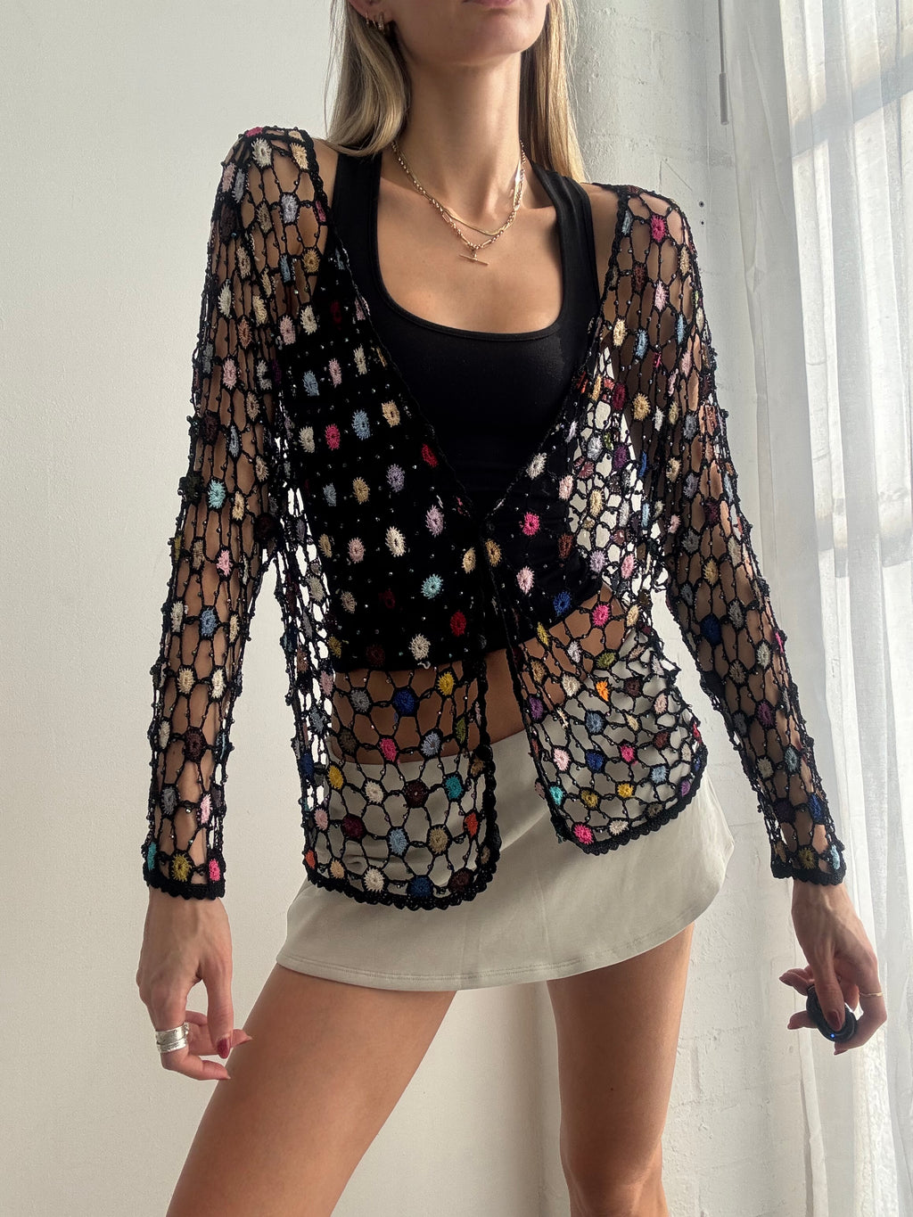 Vintage crochet knit cardigan