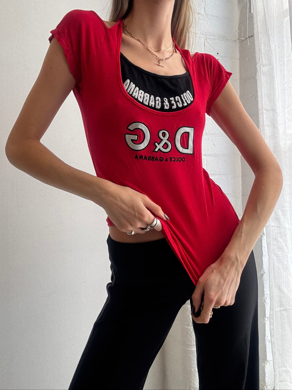 Vintage Y2K D&G logo top tshirt - Size S