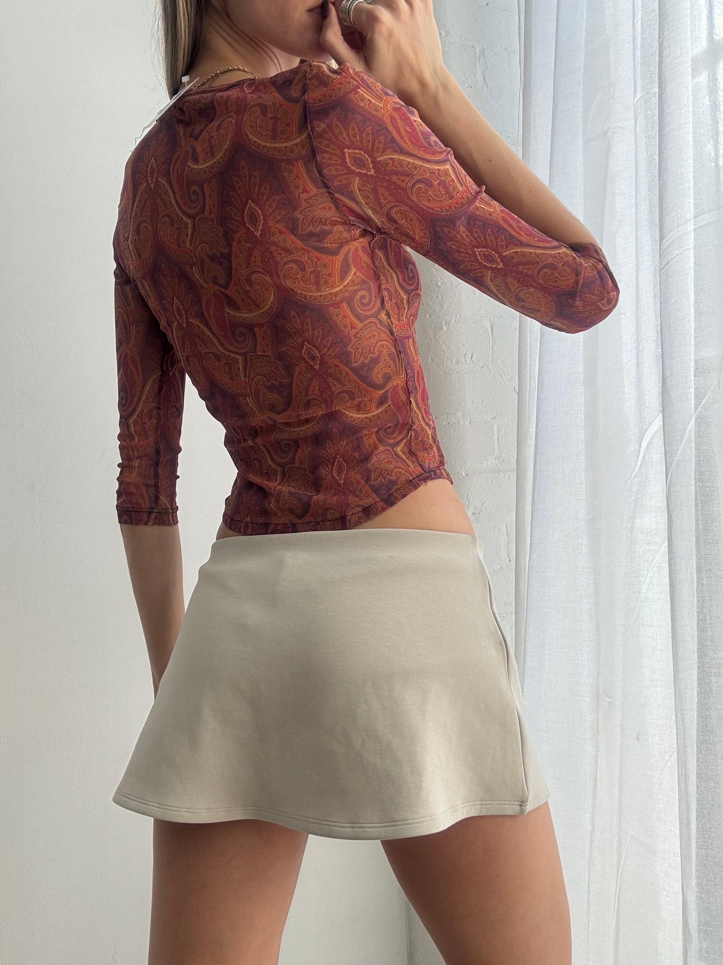 Vintage Y2K sheer paisley print mesh top - Size XS