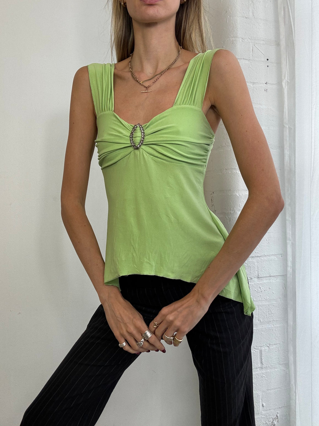 Vintage Y2K lime green asymmetric tank