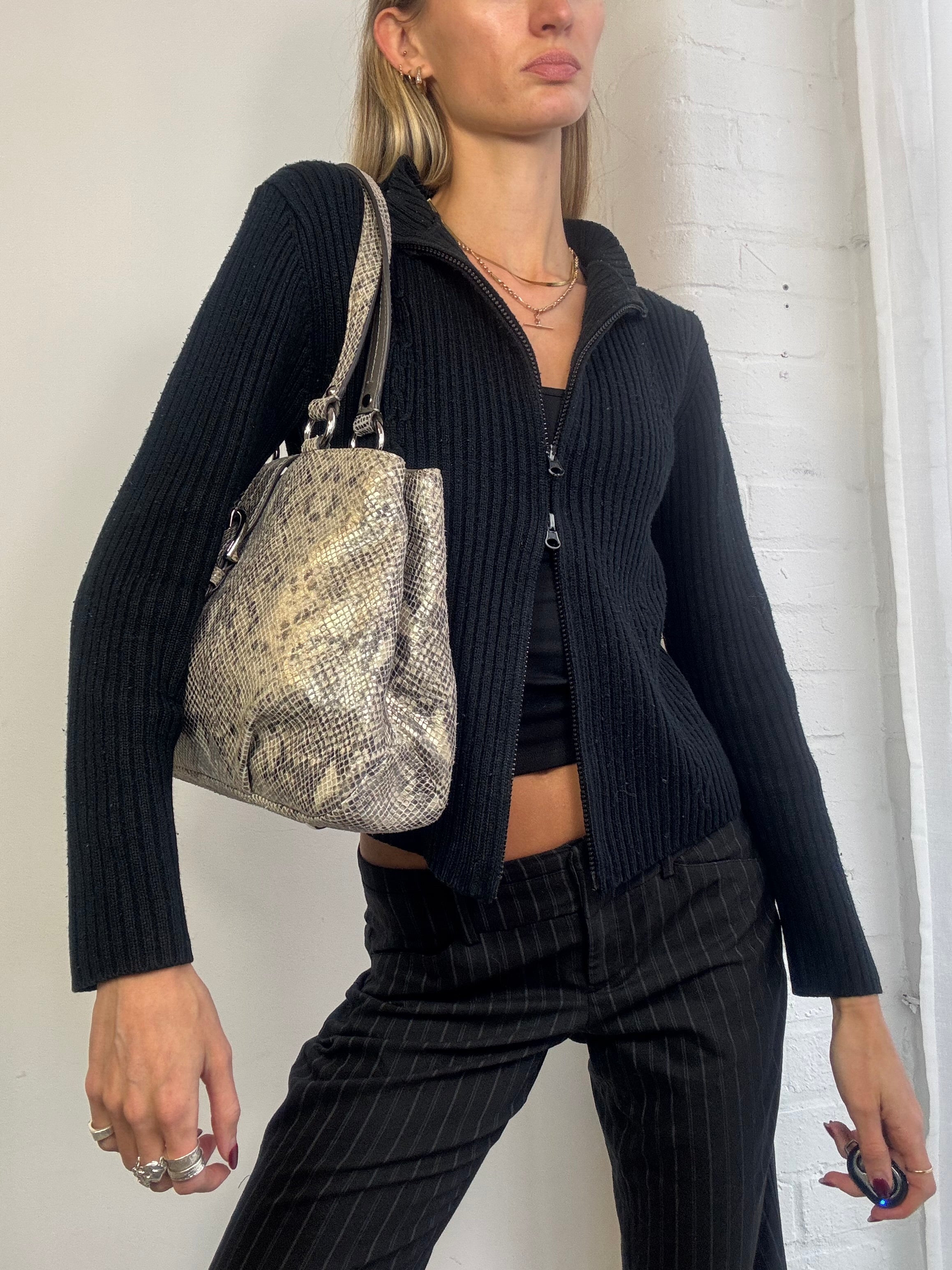 Vintage Y2K black double zip cardigan