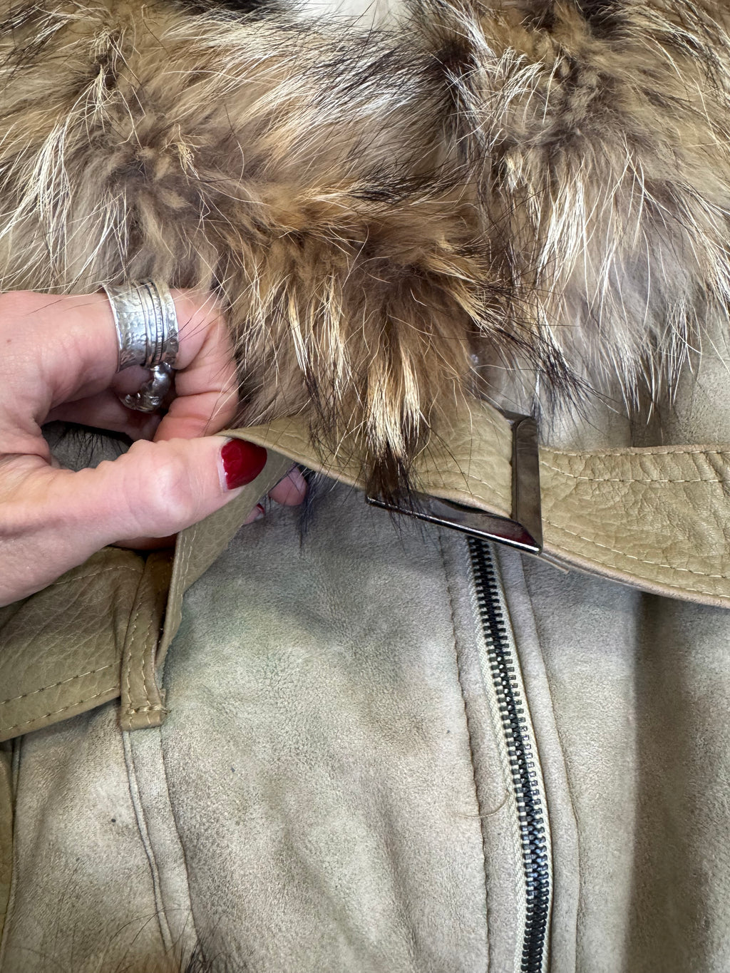 Vintage Y2K suede & fur trim afghan jacket