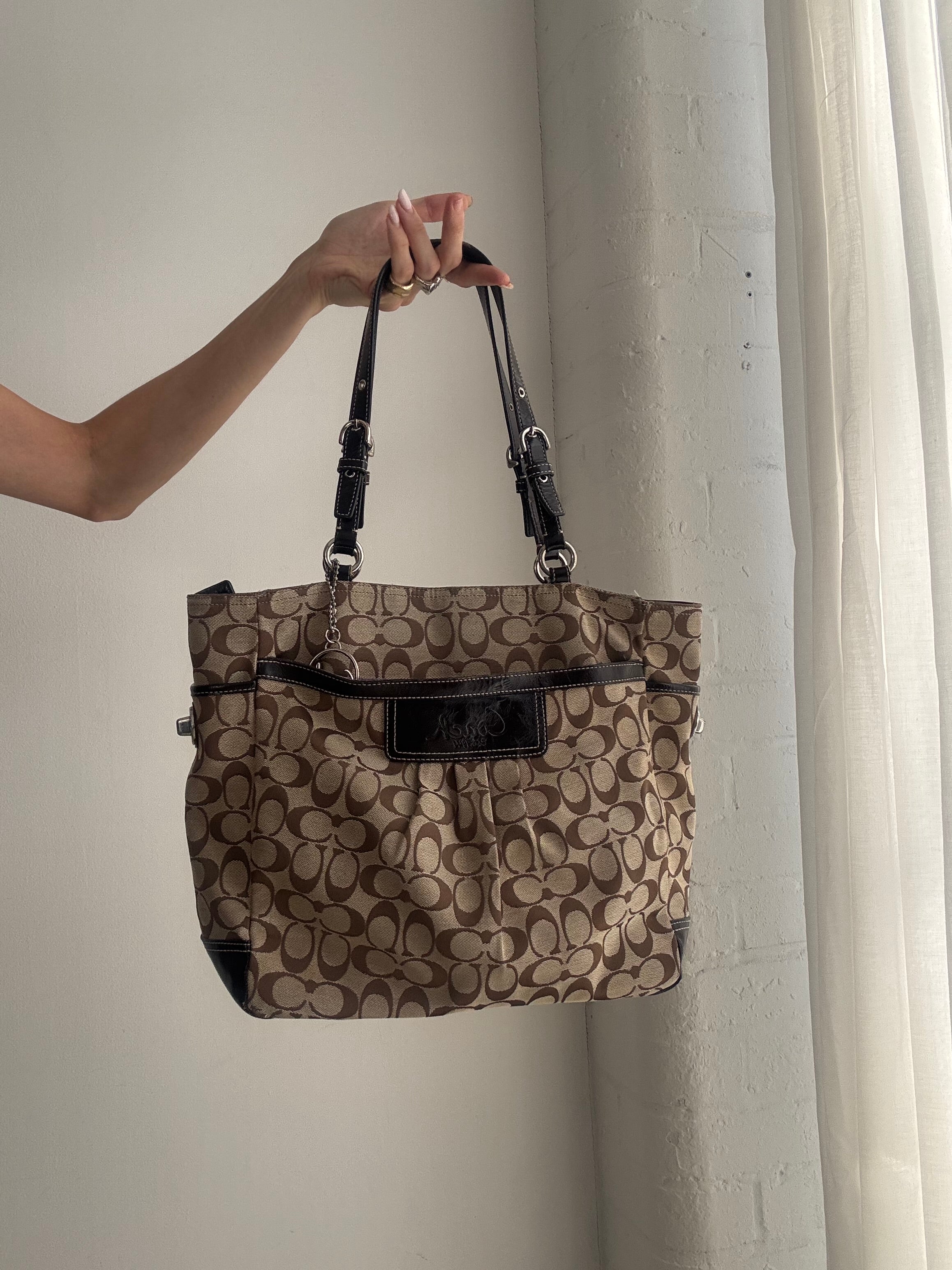 Vintage Y2K Coach Signature Tote Bag – Brown Monogram Canvas Shoulder Bag