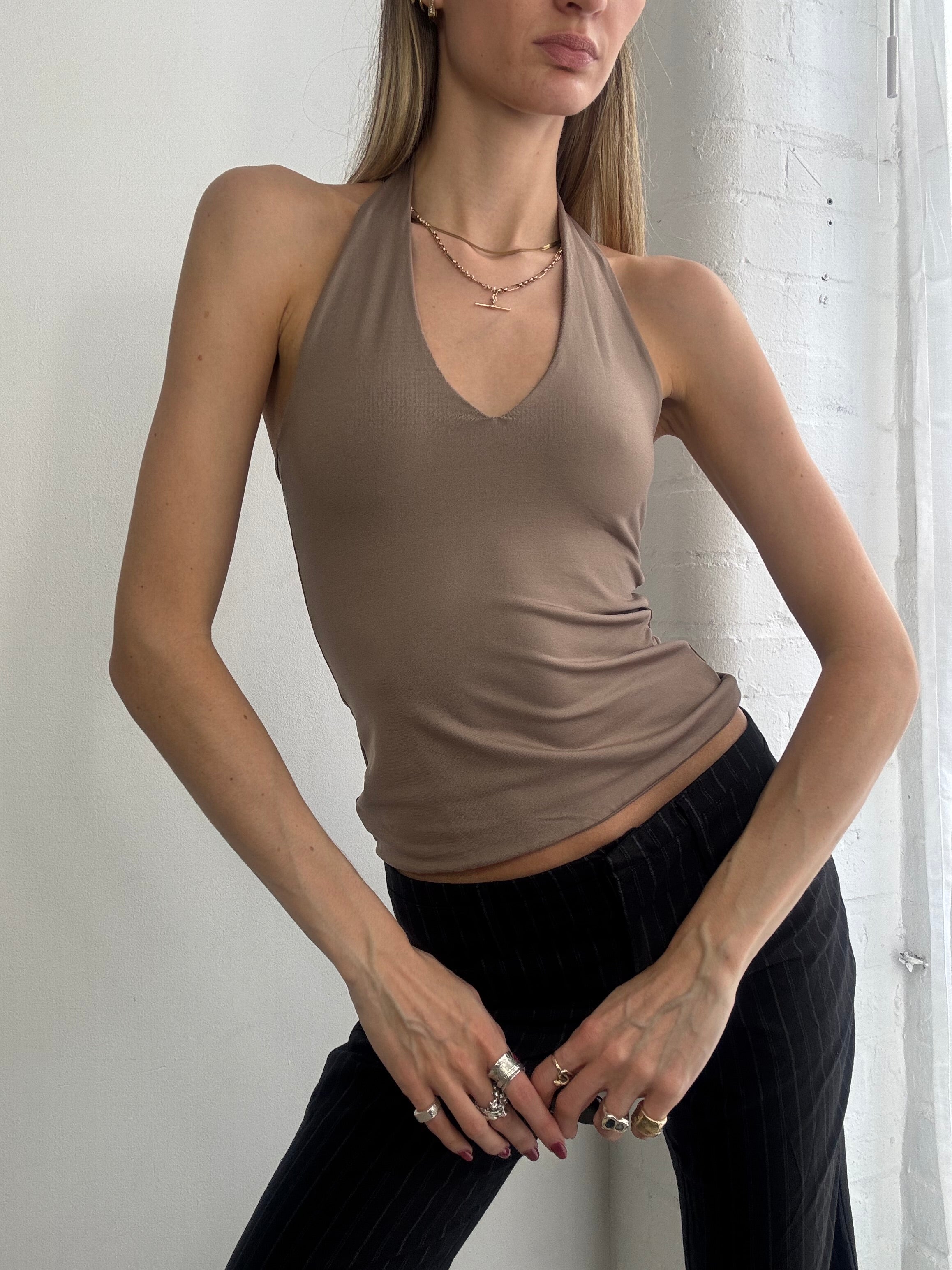 Vintage Y2K taupe halter neck top