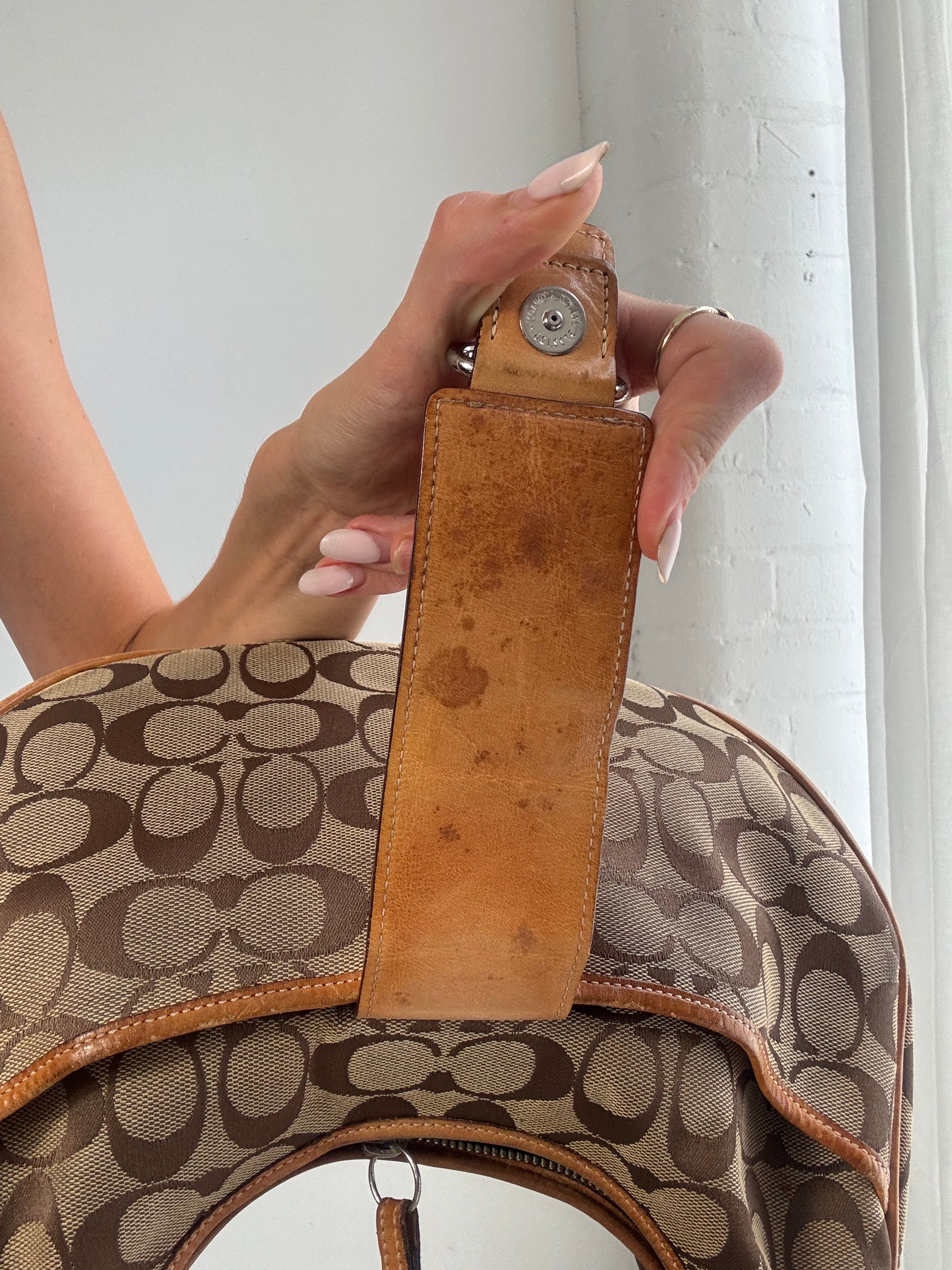 Vintage Y2K Coach Signature Soho Hobo Shoulder Bag – Brown Monogram Canvas & Leather