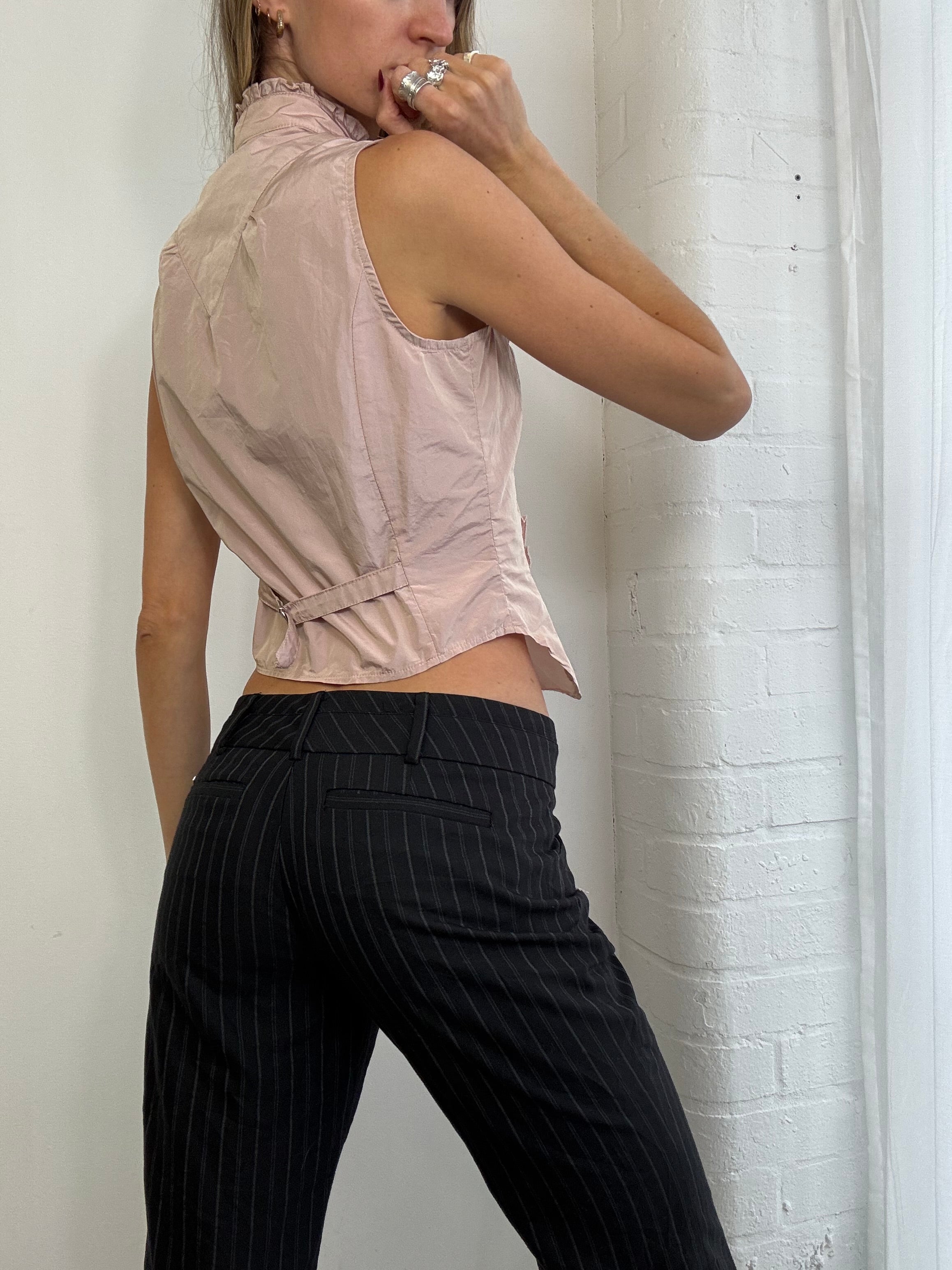 Vintage Y2K dusky pink ruffle blouse