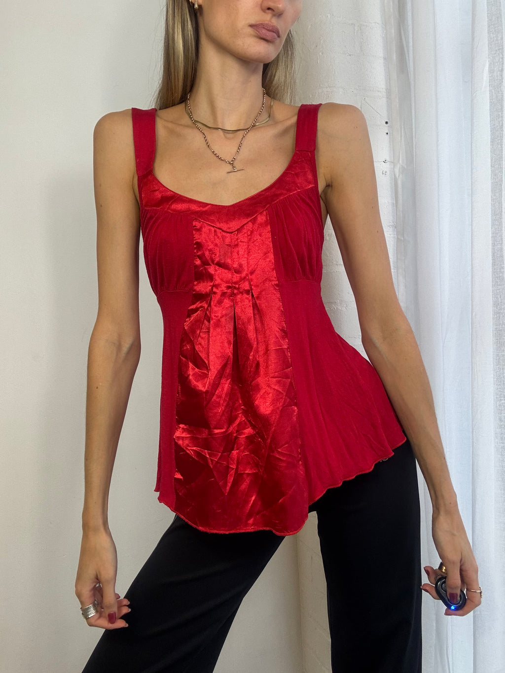 Vintage Y2K red satin racerback top