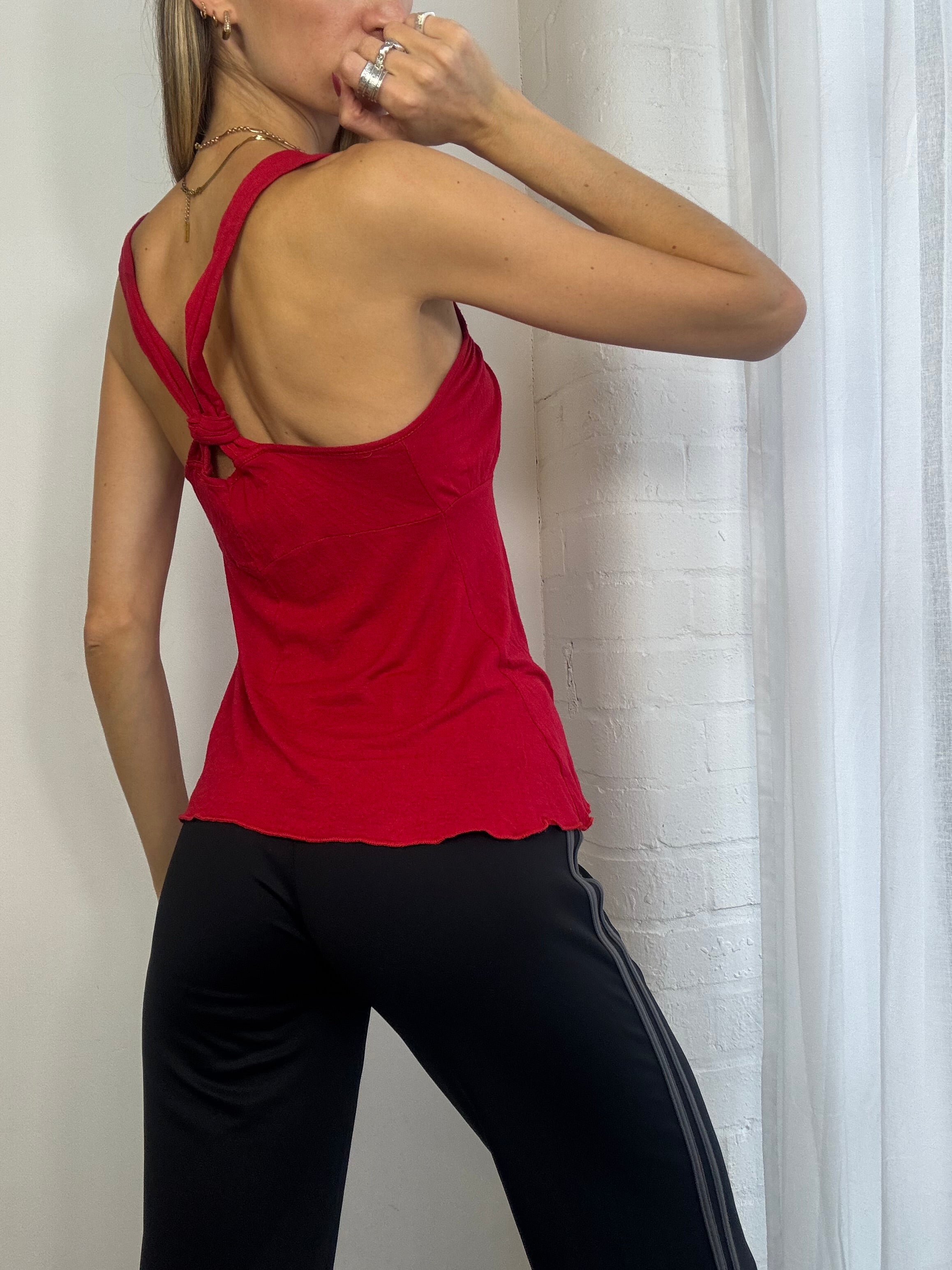 Vintage Y2K red satin racerback top