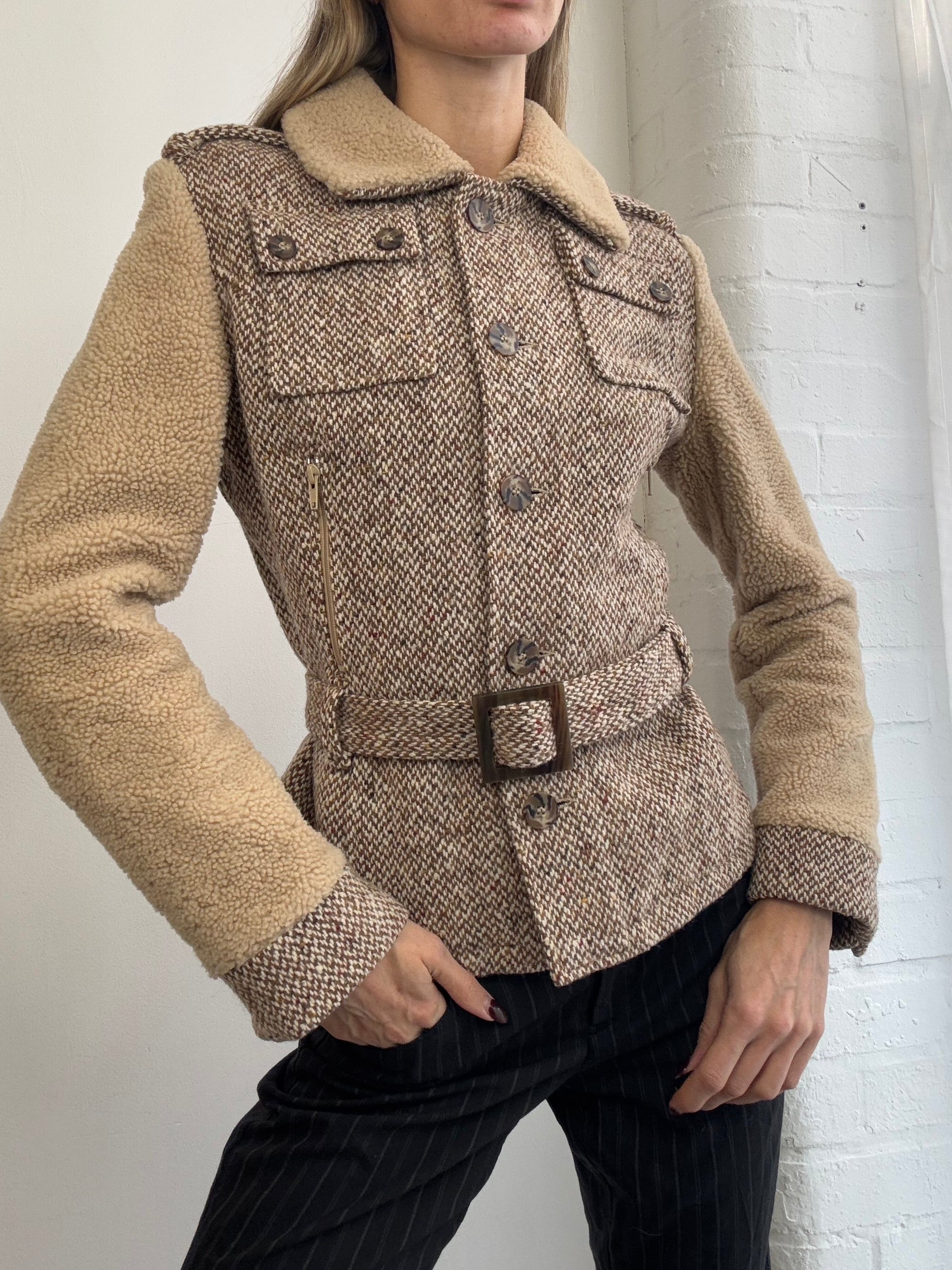 Vintage Iceberg belted sherpa jacket
