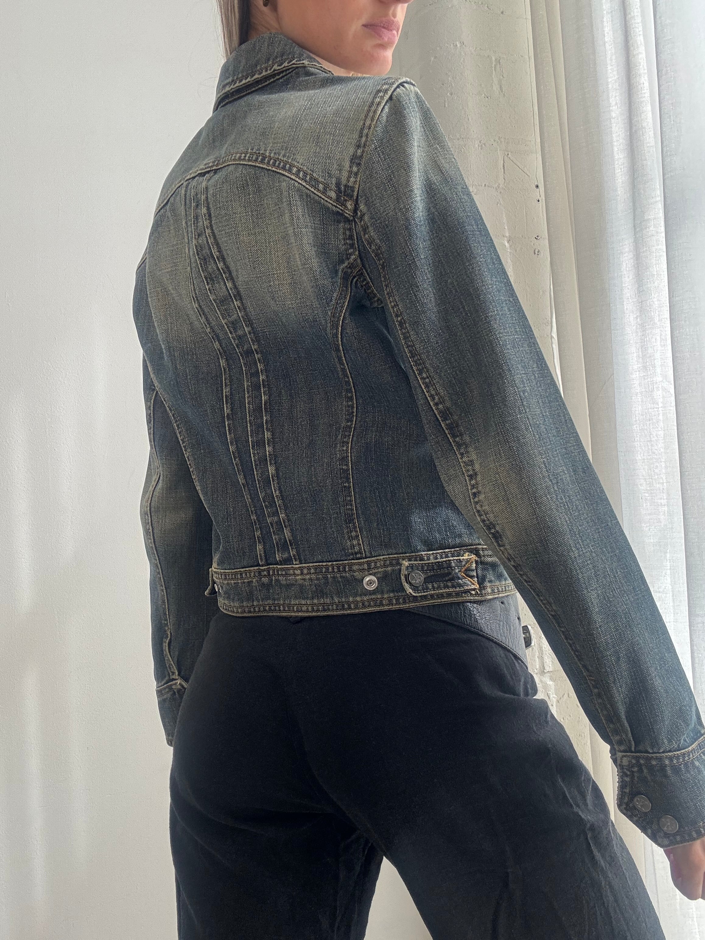 Vintage Y2K Calvin Klein Washed Denim Jacket – Fitted Jacket - Size S/M