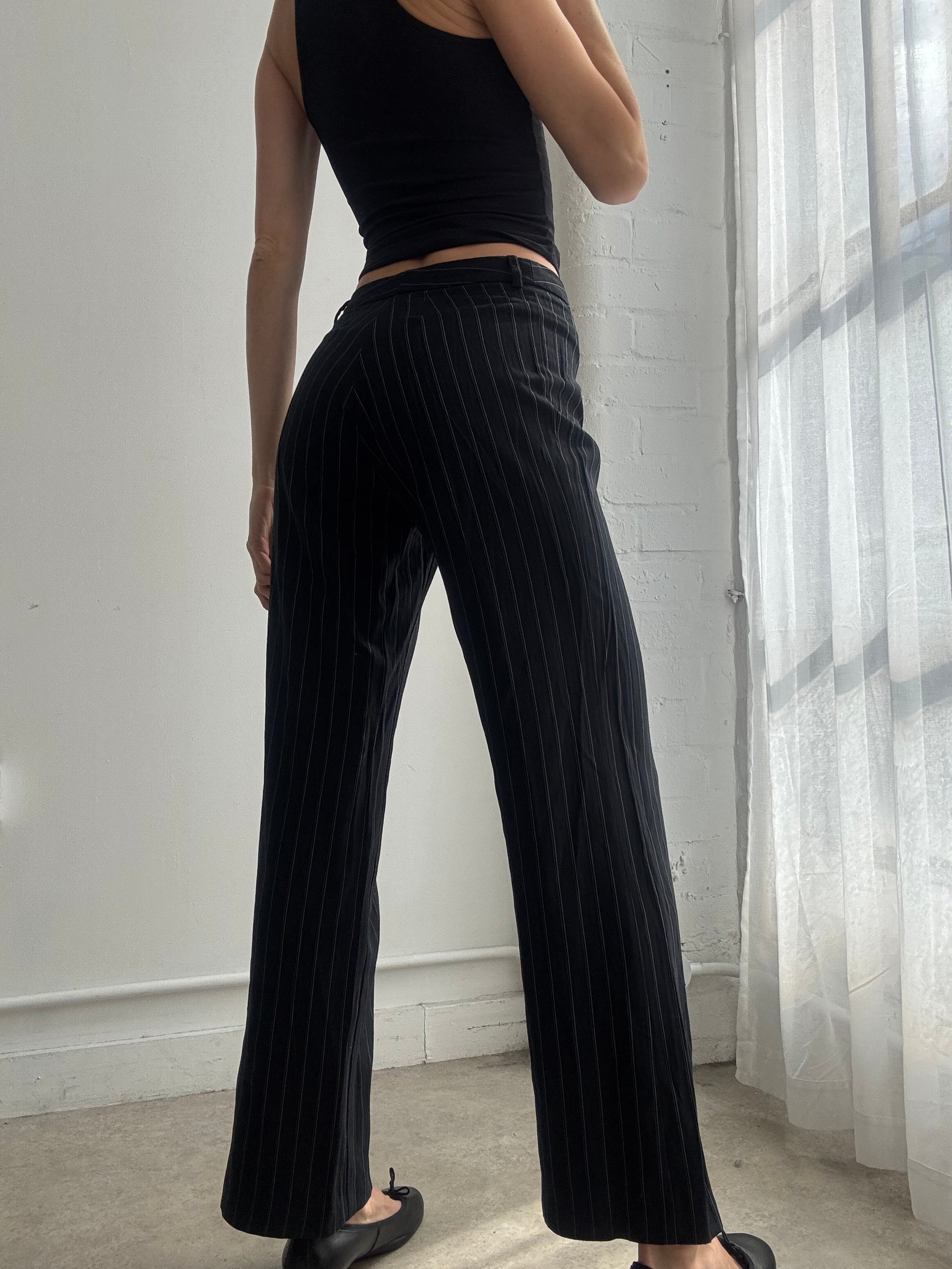 Vintage Y2K black pinstripe wide leg trousers