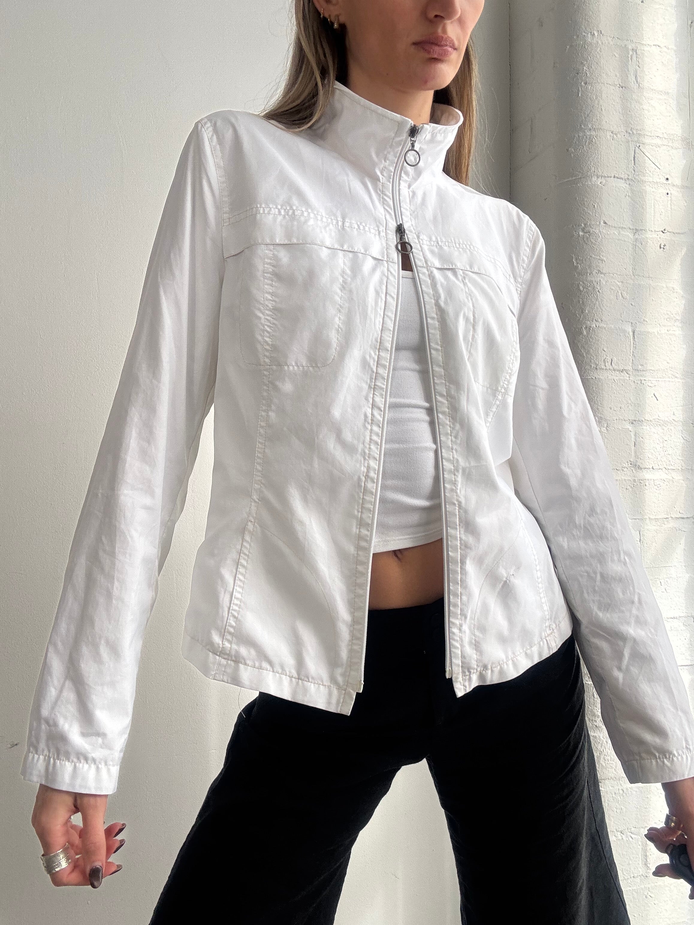 Vintage Y2K white sporty zip jacket - Size S