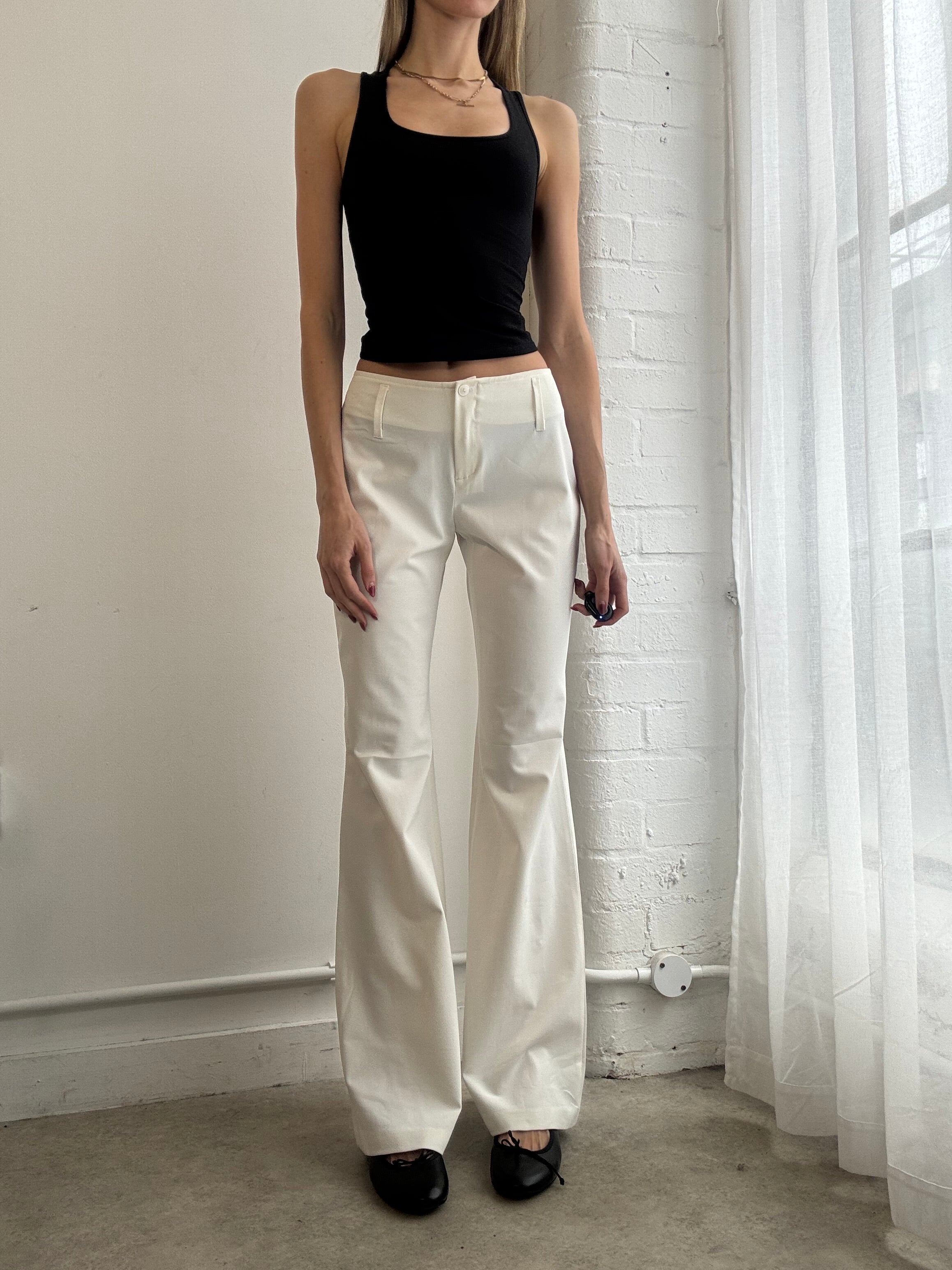 Vintage Y2K white tailored wide leg suit pants trousers