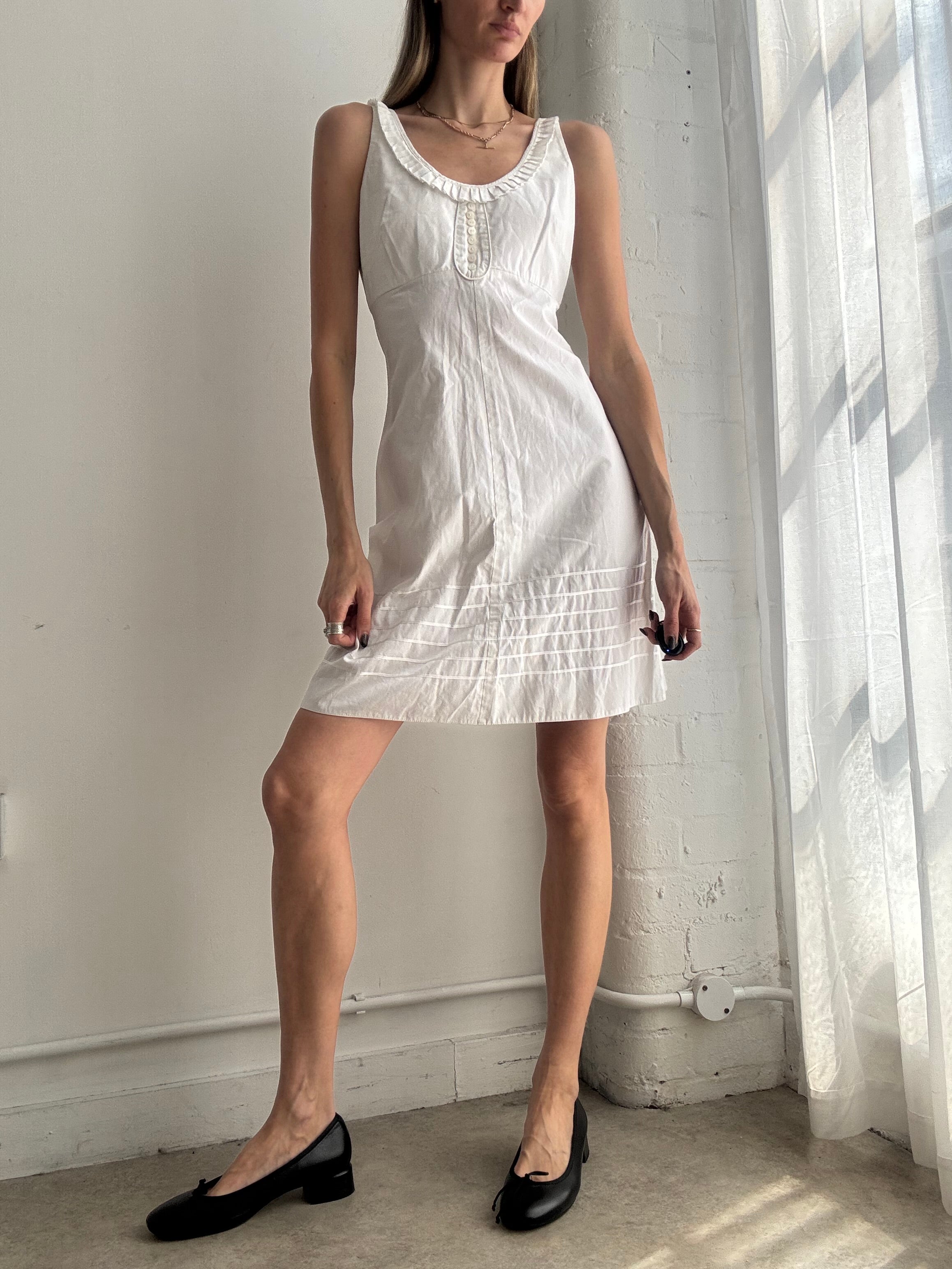 Vintage white cotton mini dress - Size S