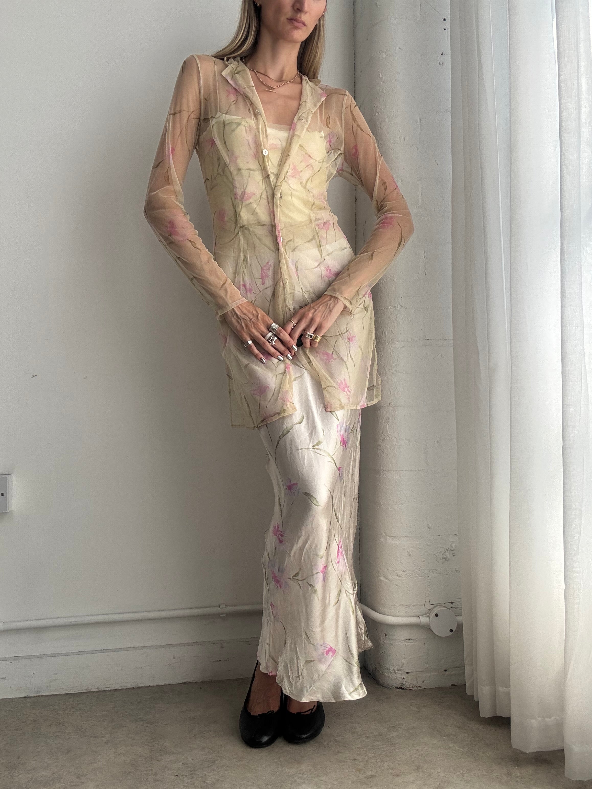 Vintage Dolce & Gabbana D&G Silk Floral Maxi Dress – Y2K Bias Cut Slip Dress - Size S/M