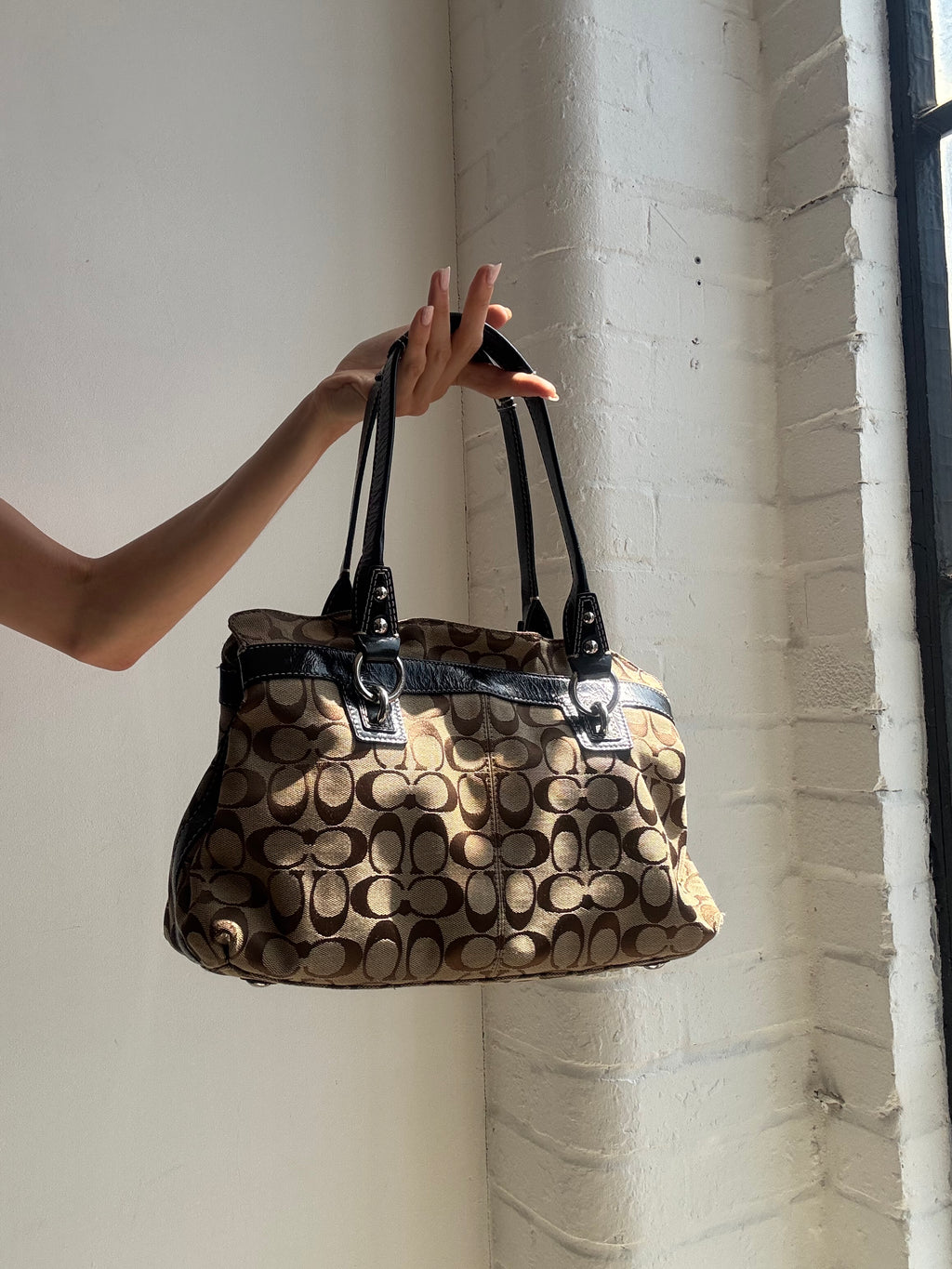 Vintage Y2K Coach Signature Shoulder Bag Brown