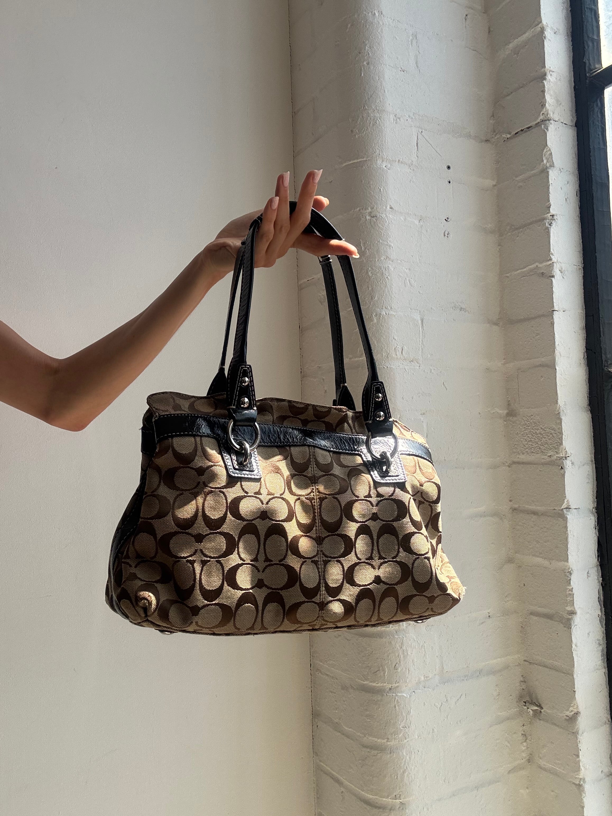 Vintage Y2K Coach Signature Shoulder Bag Brown