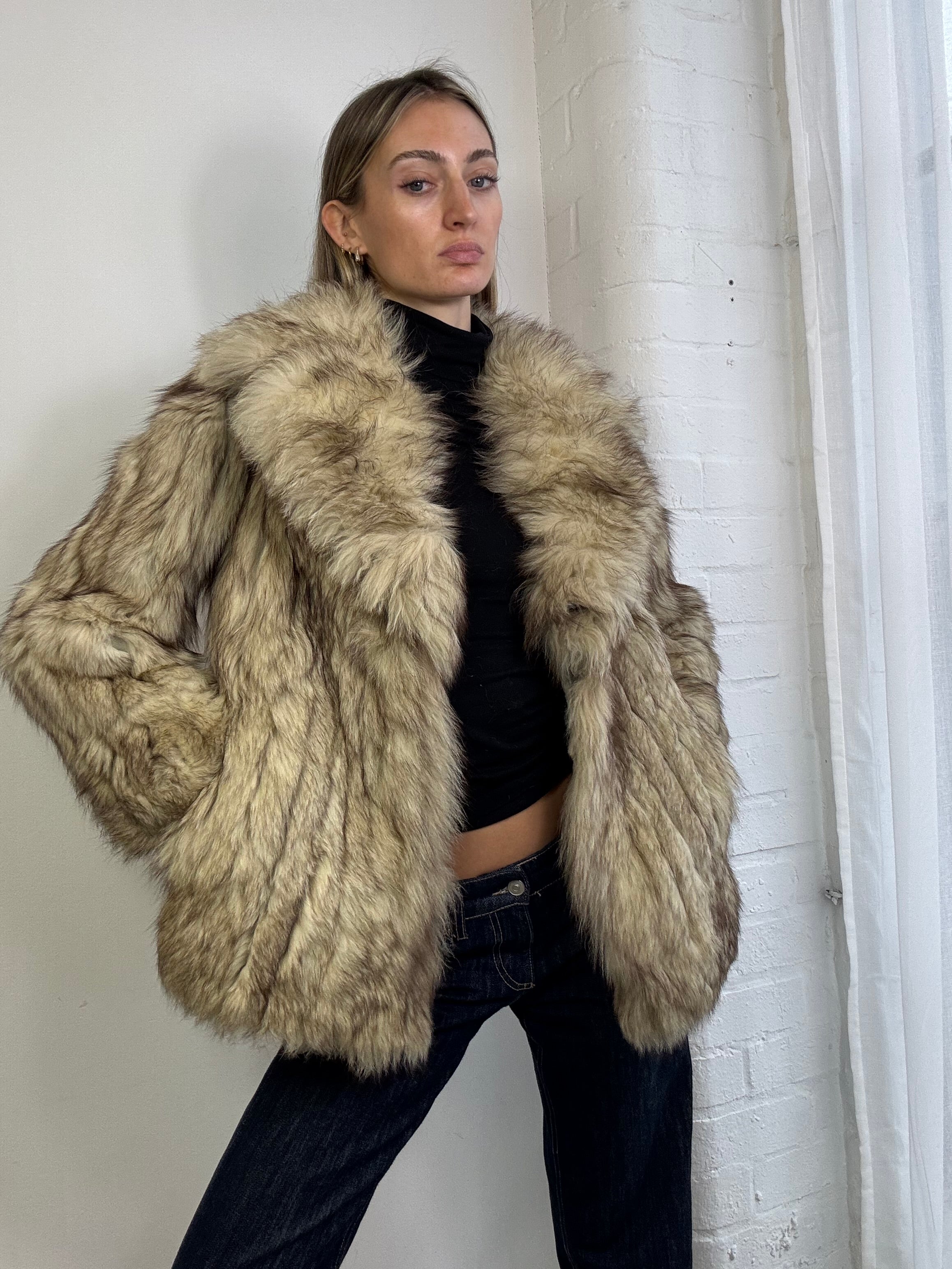 Vintage 90s fox fur coat