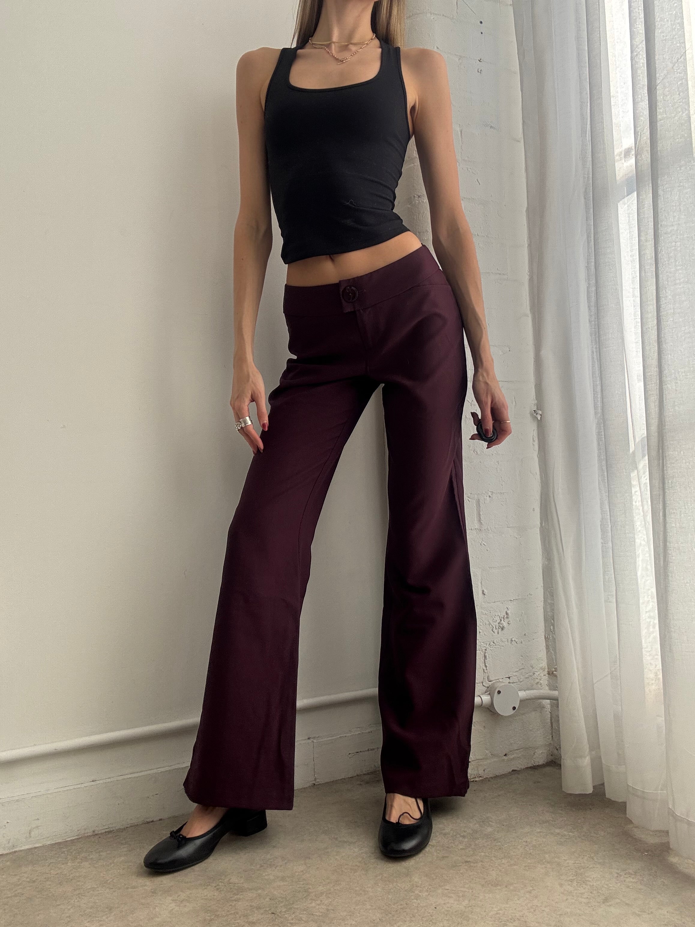 Vintage Y2K burgundy flared trousers