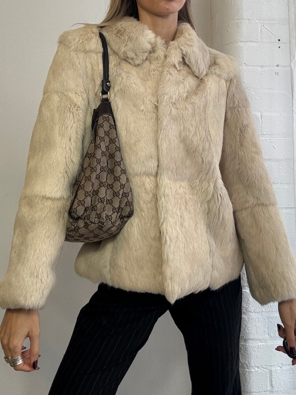 Vintage cream rabbit fur jacket