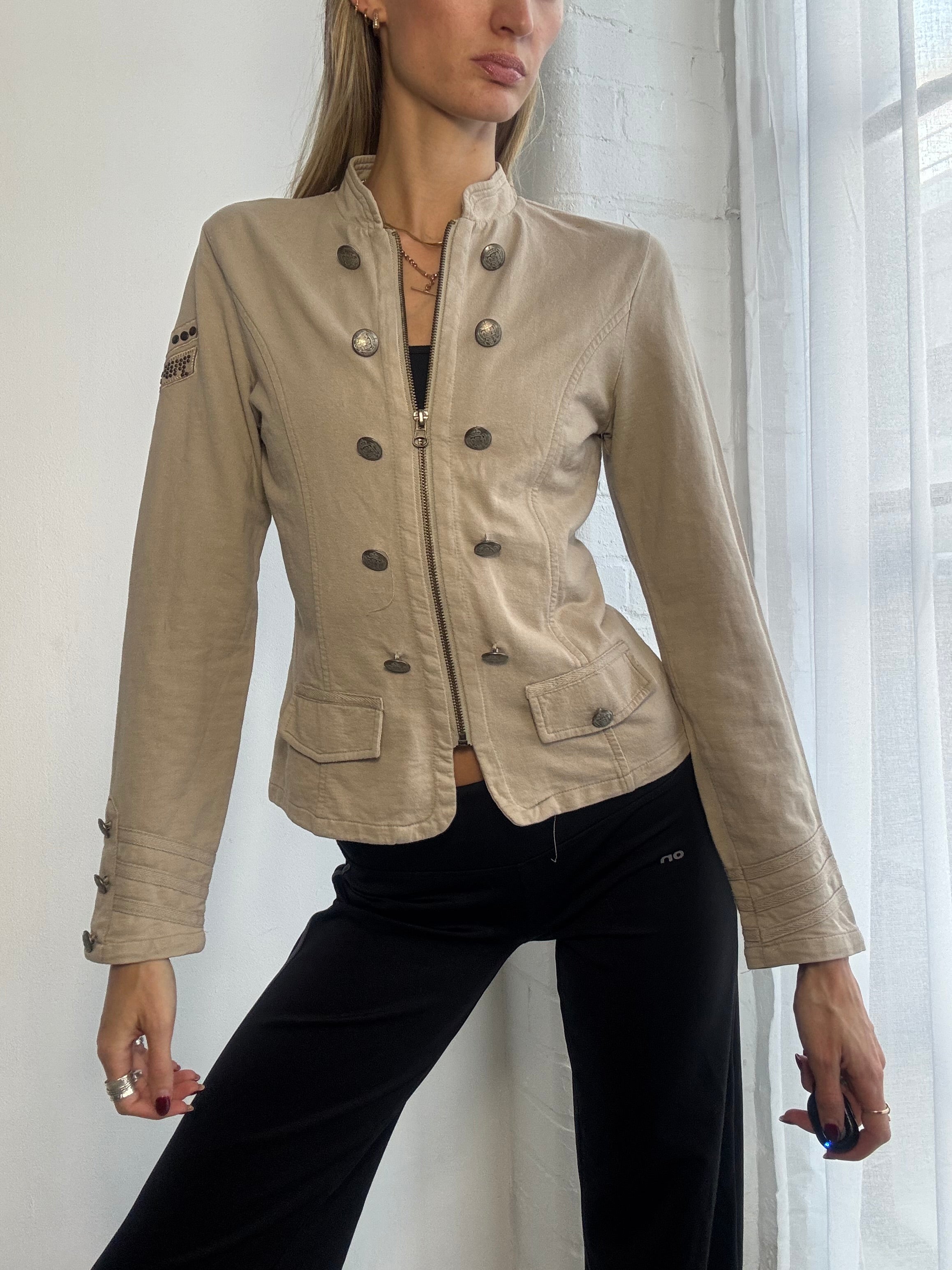 Vintage Y2K military style zip up jumper
