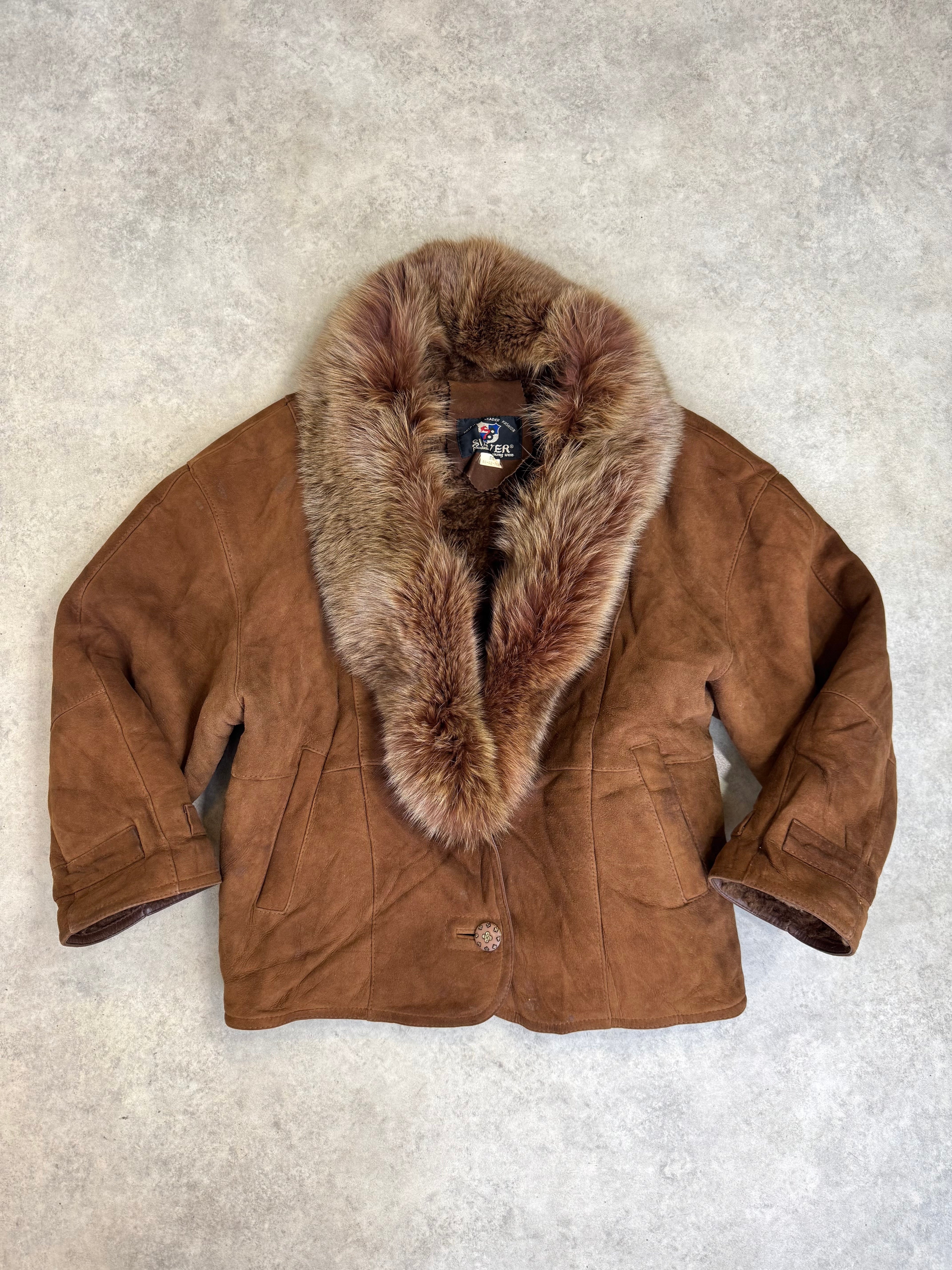 Vintage 90s sheepskin coat brown