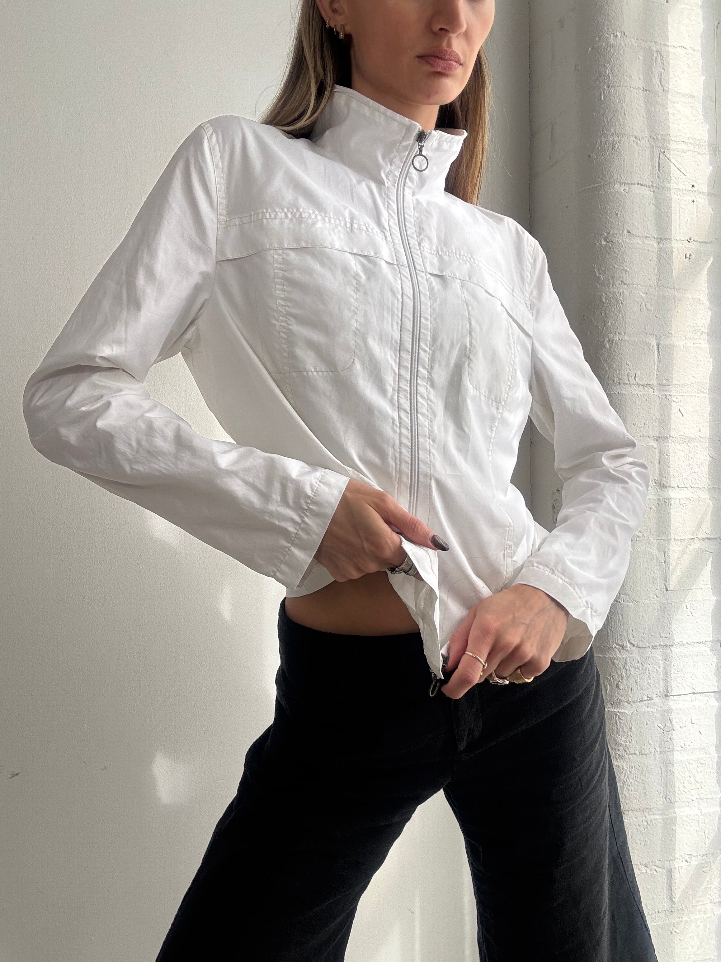 Vintage Y2K white sporty zip jacket - Size S