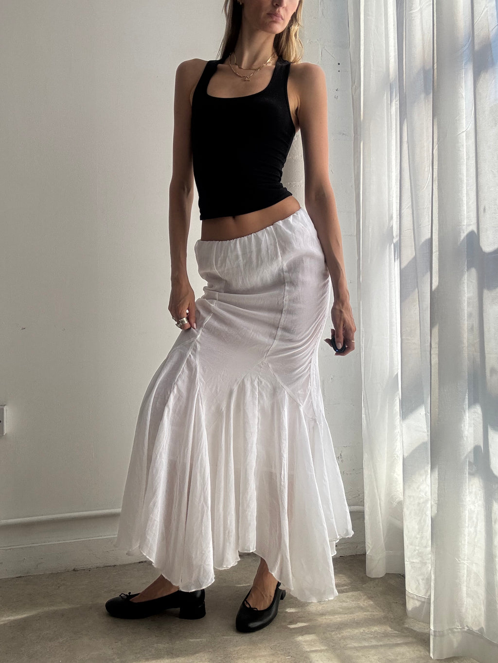 Vintage Y2K White Boho Maxi Skirt Fairy Coquette Boho - Size XS