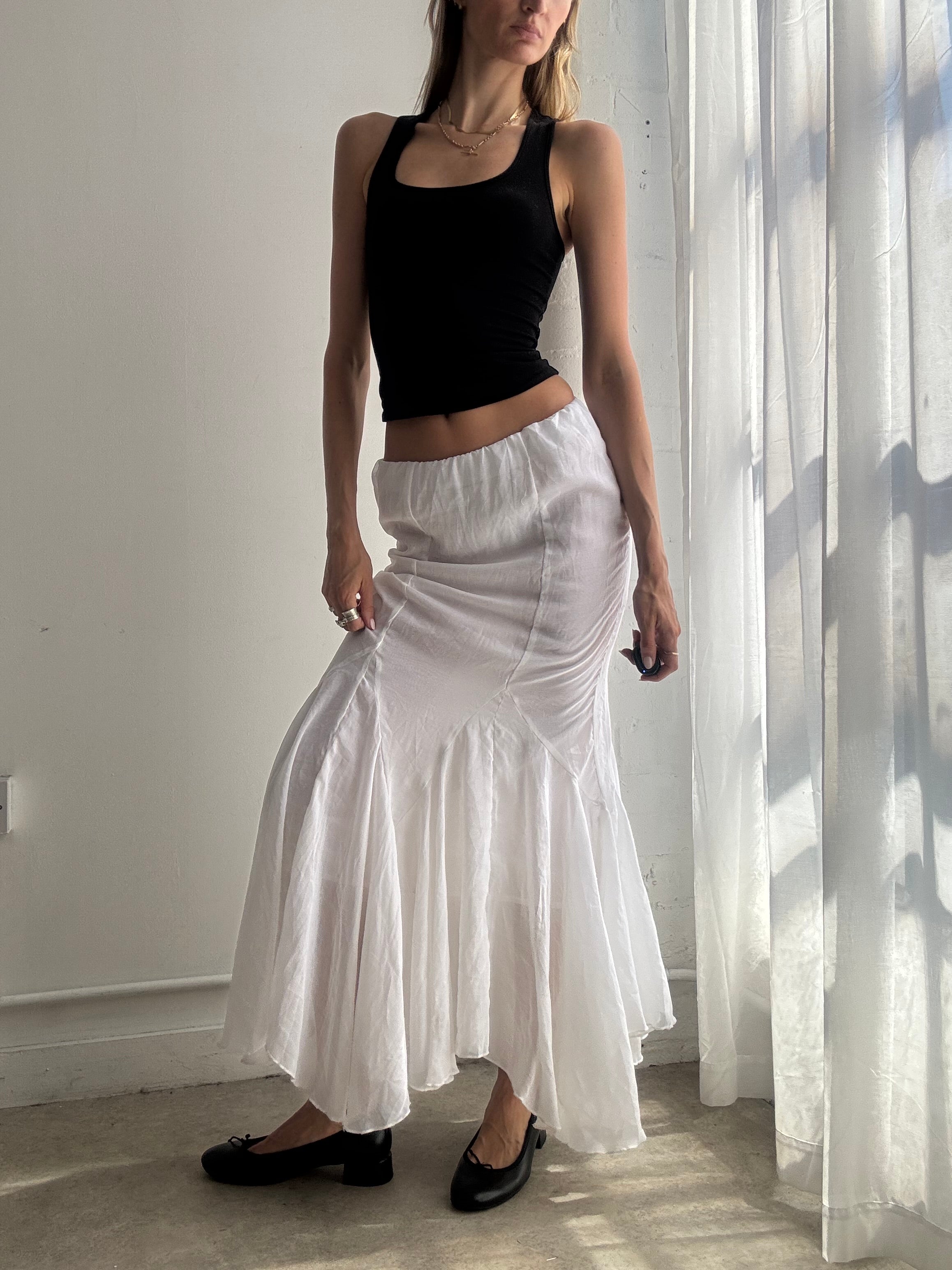 Vintage Y2K White Boho Maxi Skirt Fairy Coquette Boho - Size XS