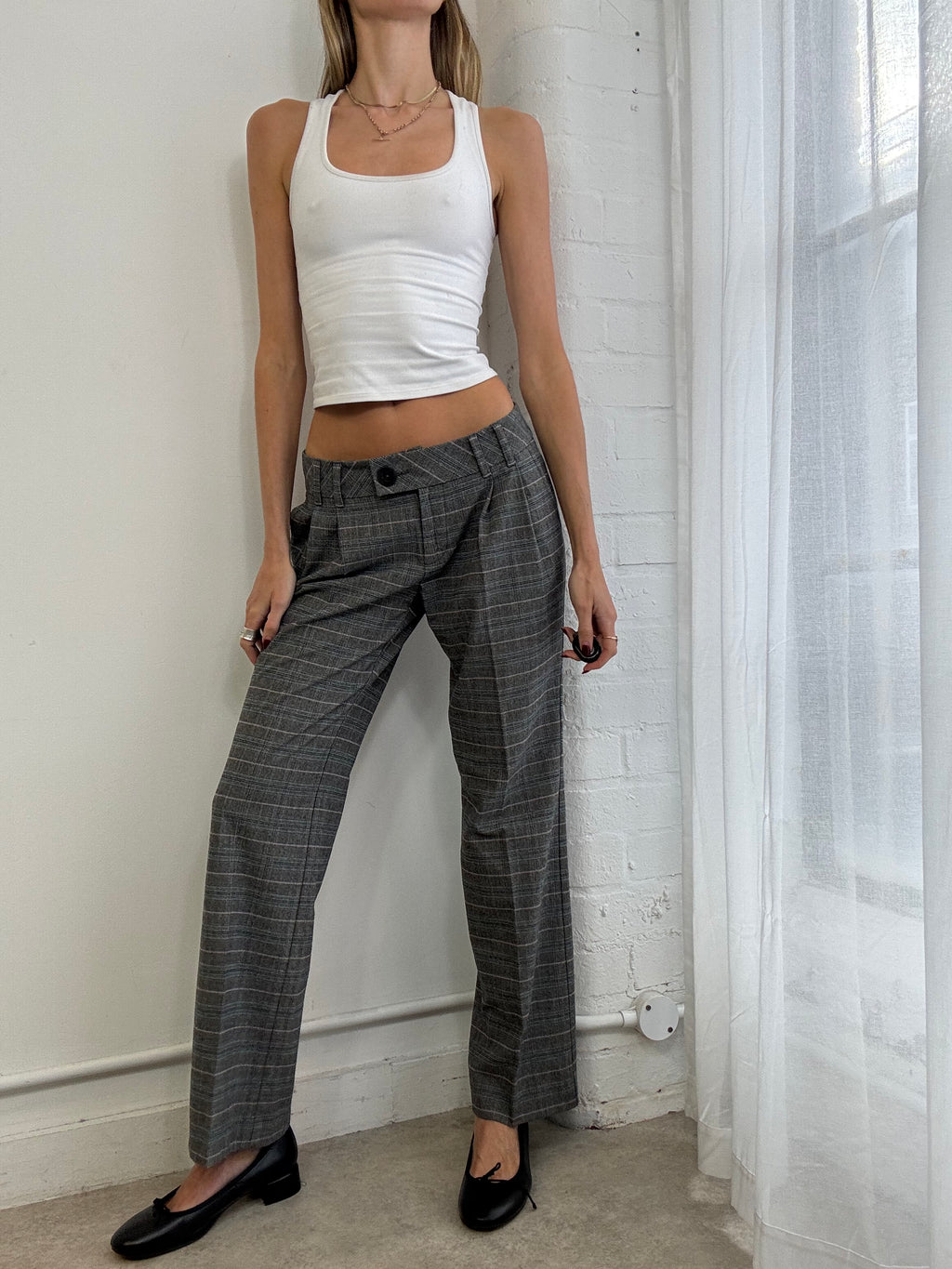 Vintage Y2K low rise plaid suit pants