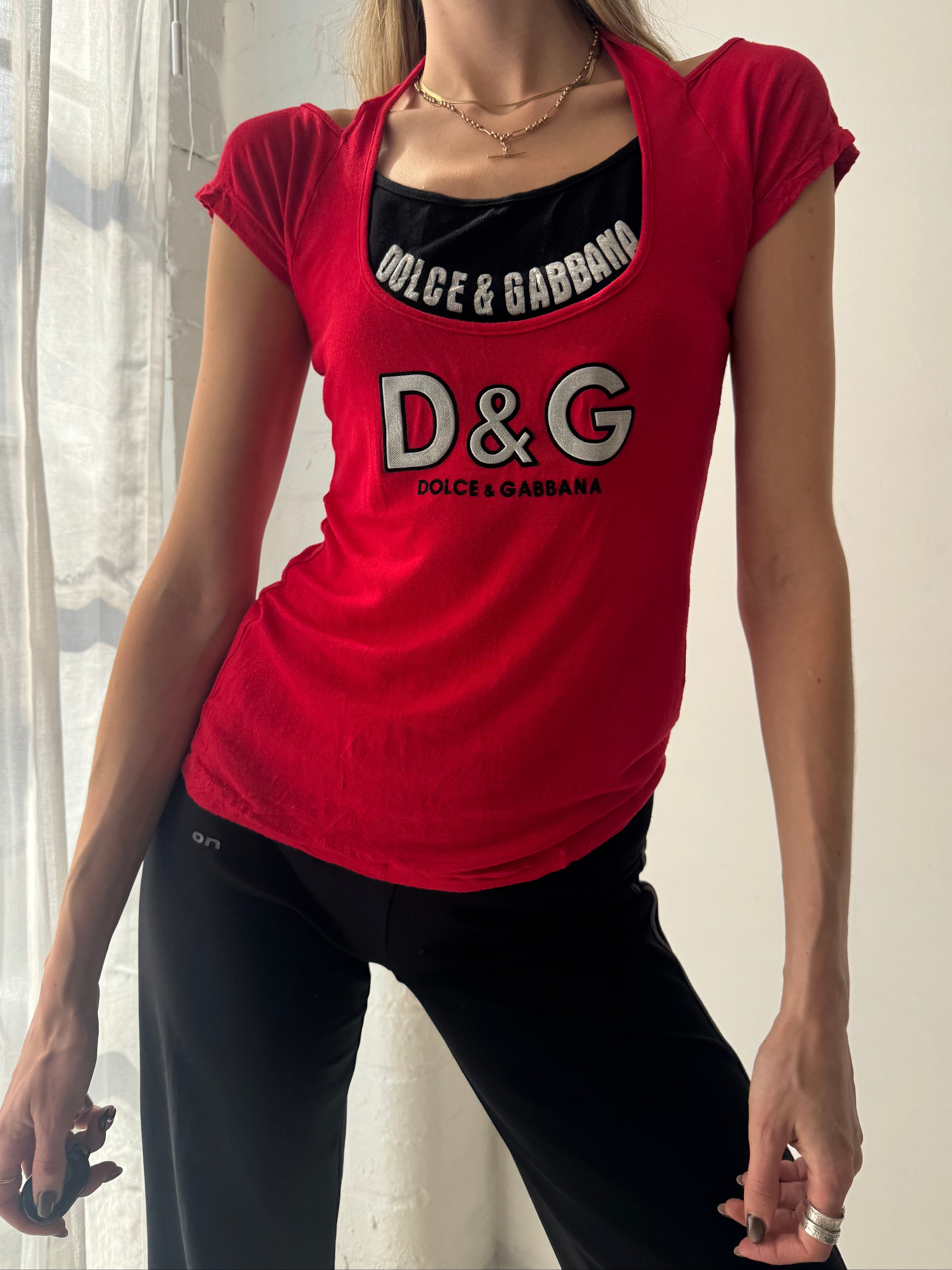 Vintage Y2K D&G logo top tshirt - Size S