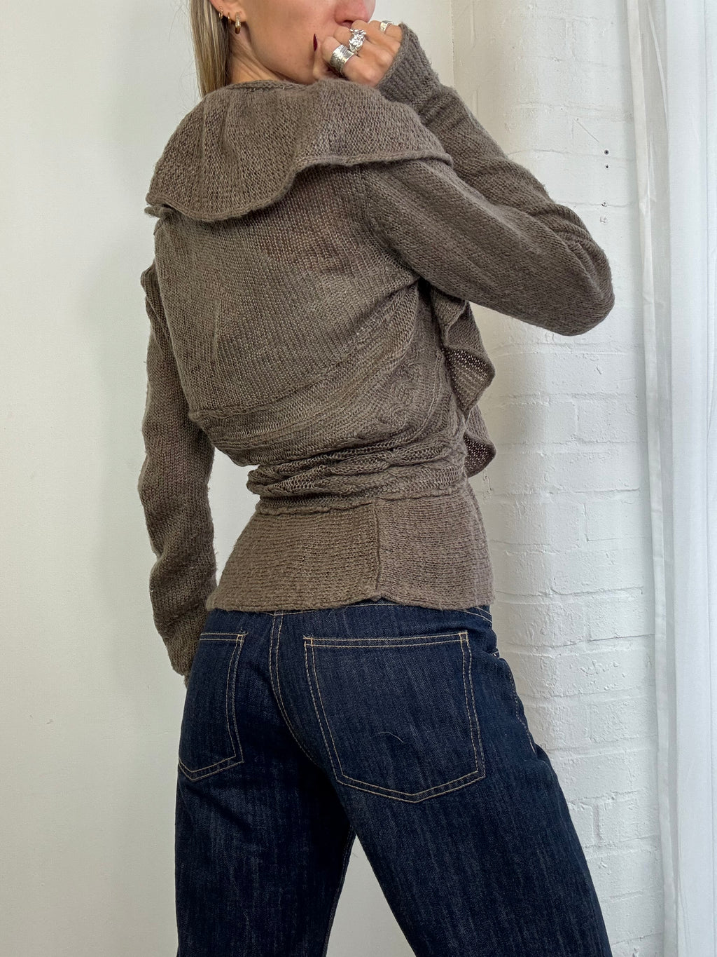 Vintage Y2K knitted ruffle cardigan