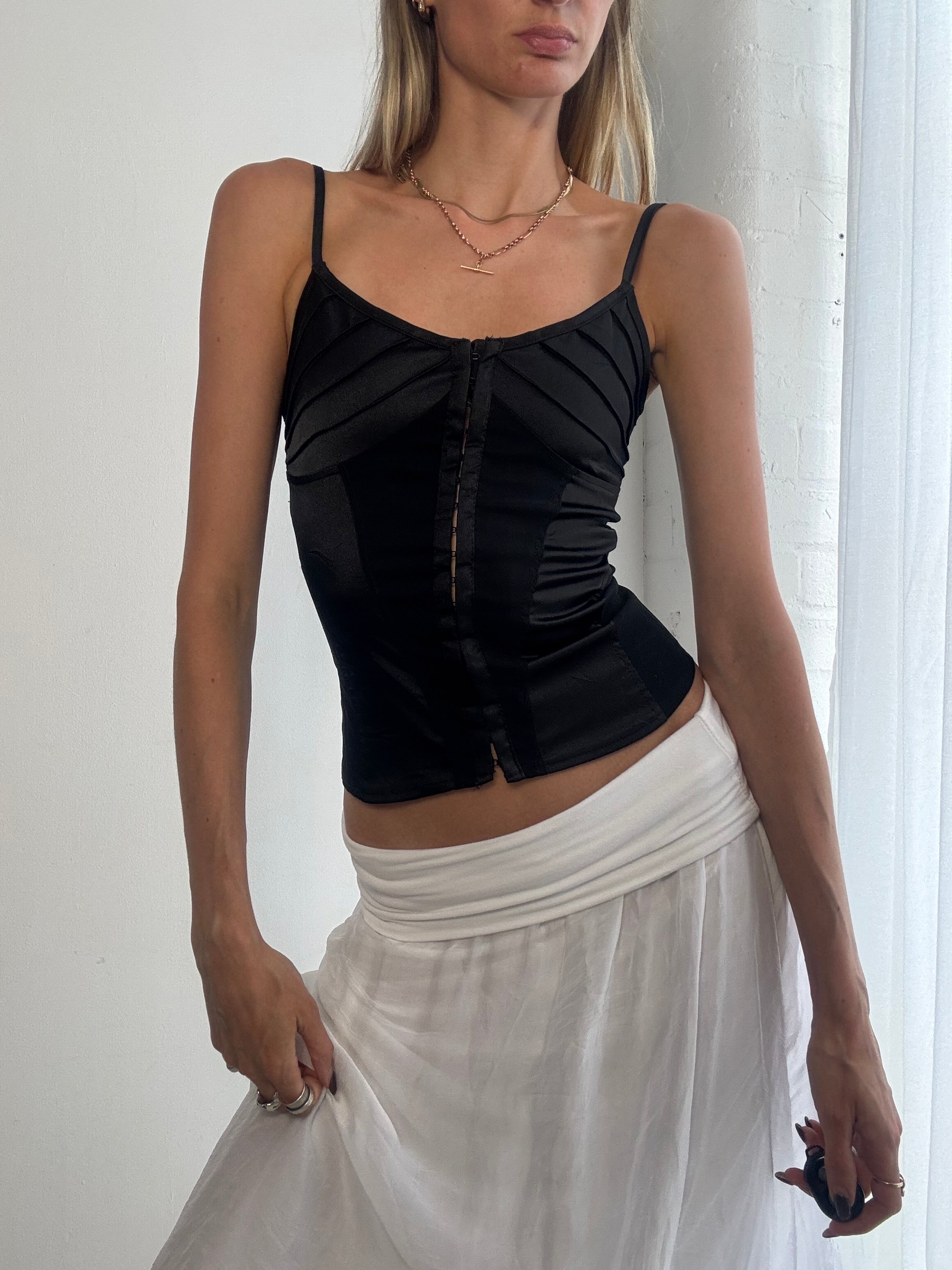 Vintage Y2K black corset cami top - size XS