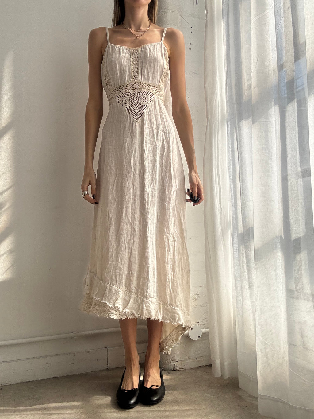 Vintage Y2K cream boho midi dress - Size S/M