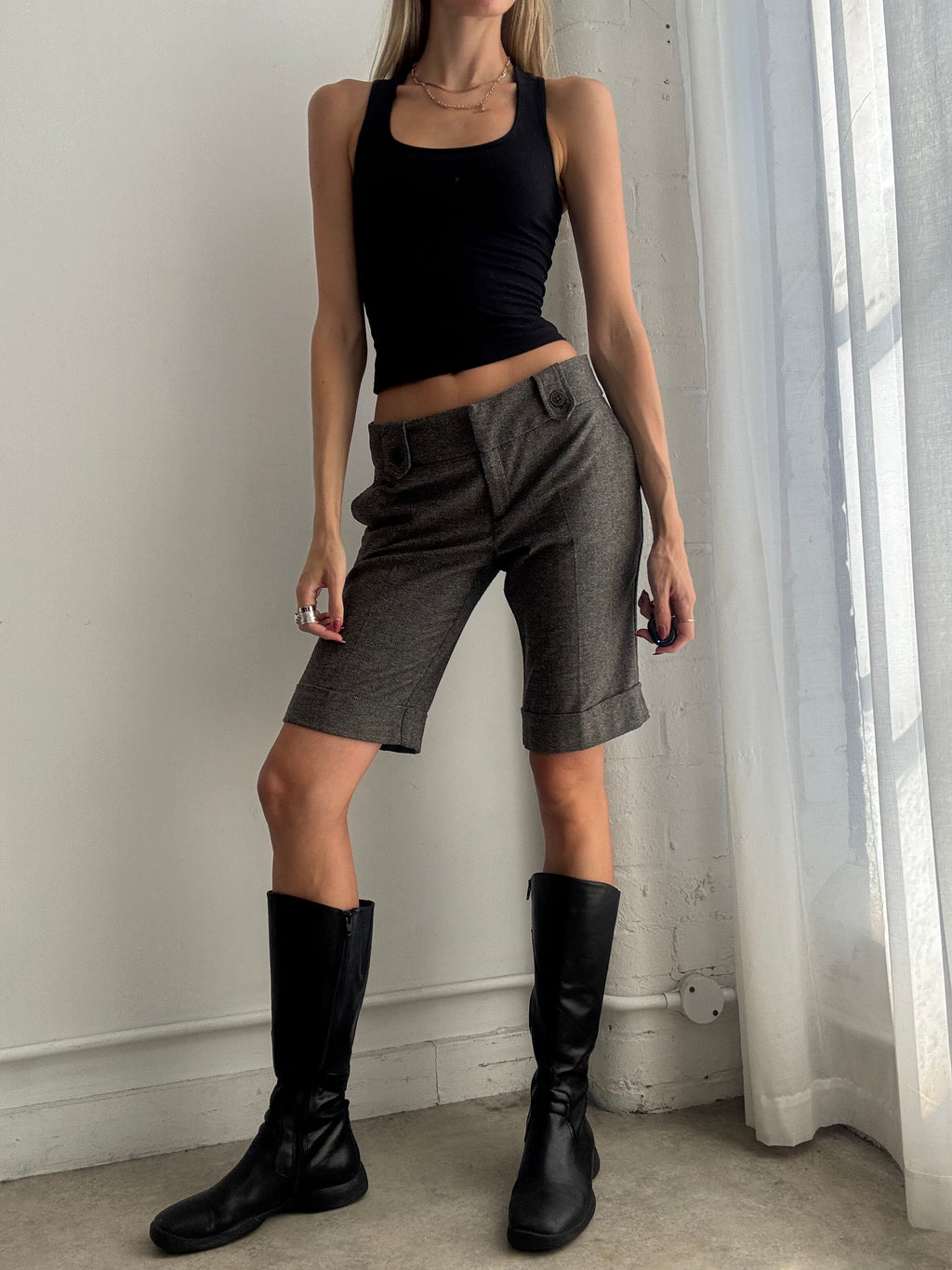 Vintage Y2K low rise tailored capri pants brown - Size M