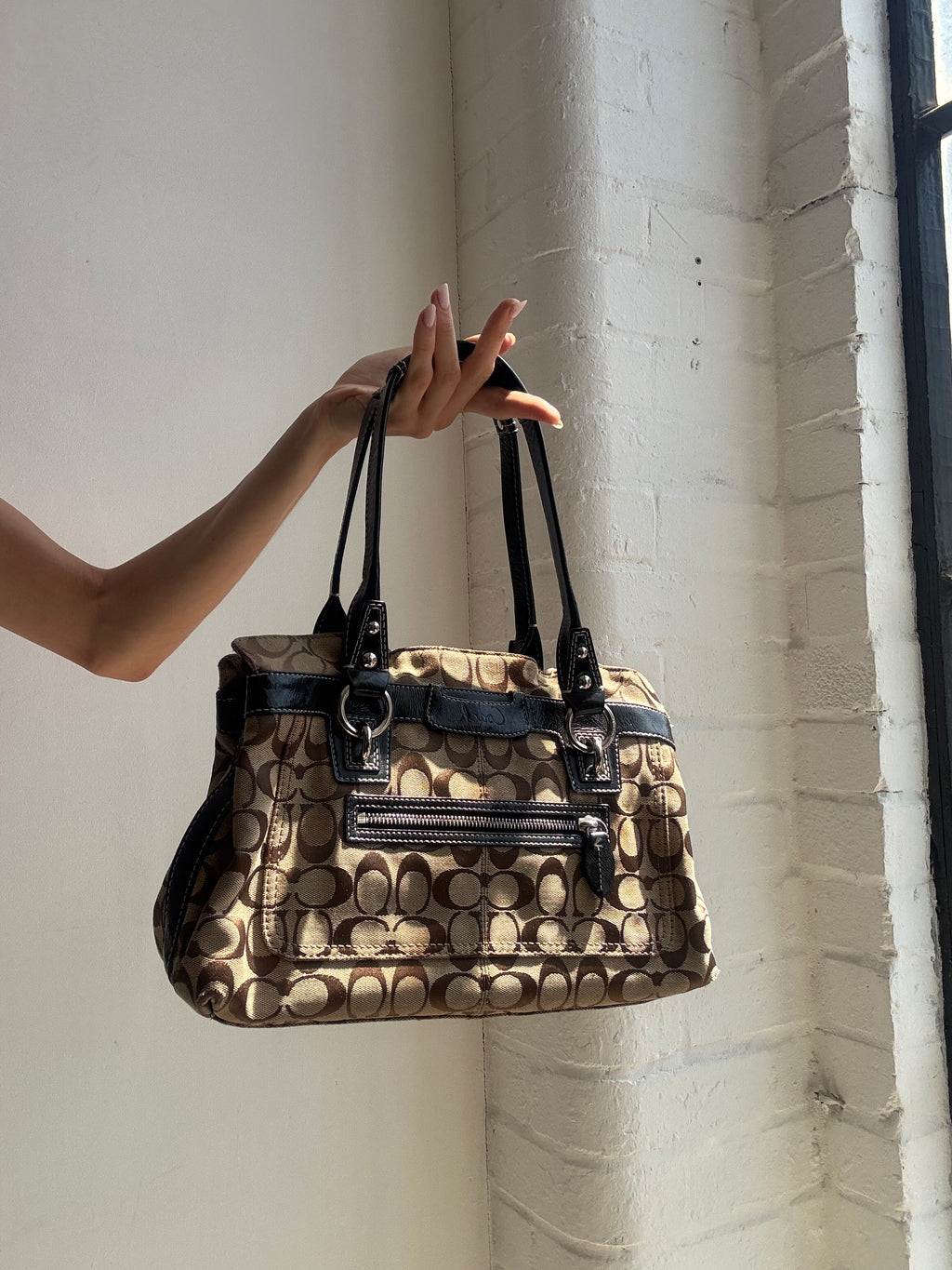 Vintage Y2K Coach Signature Shoulder Bag Brown