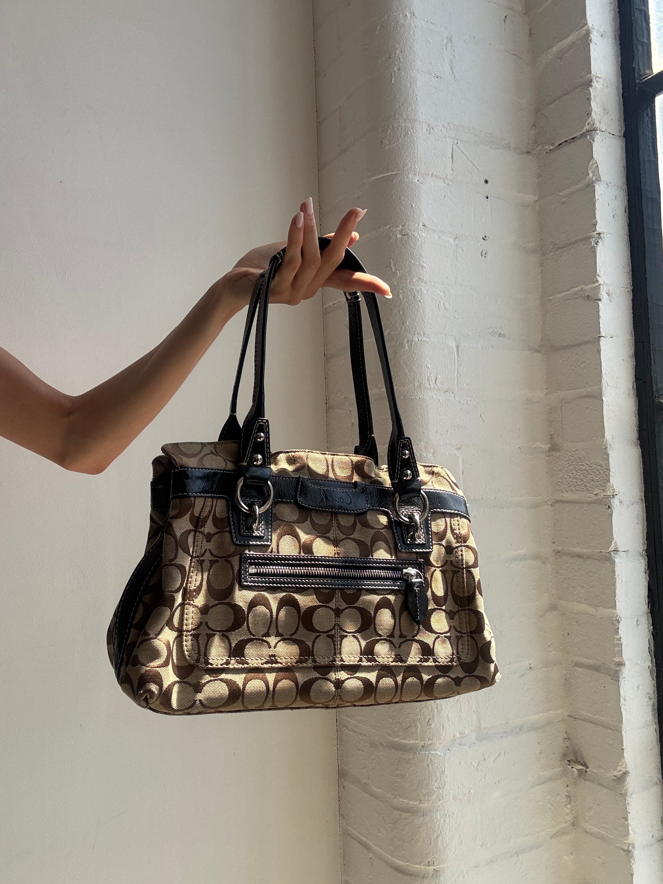Vintage Y2K Coach Signature Shoulder Bag Brown