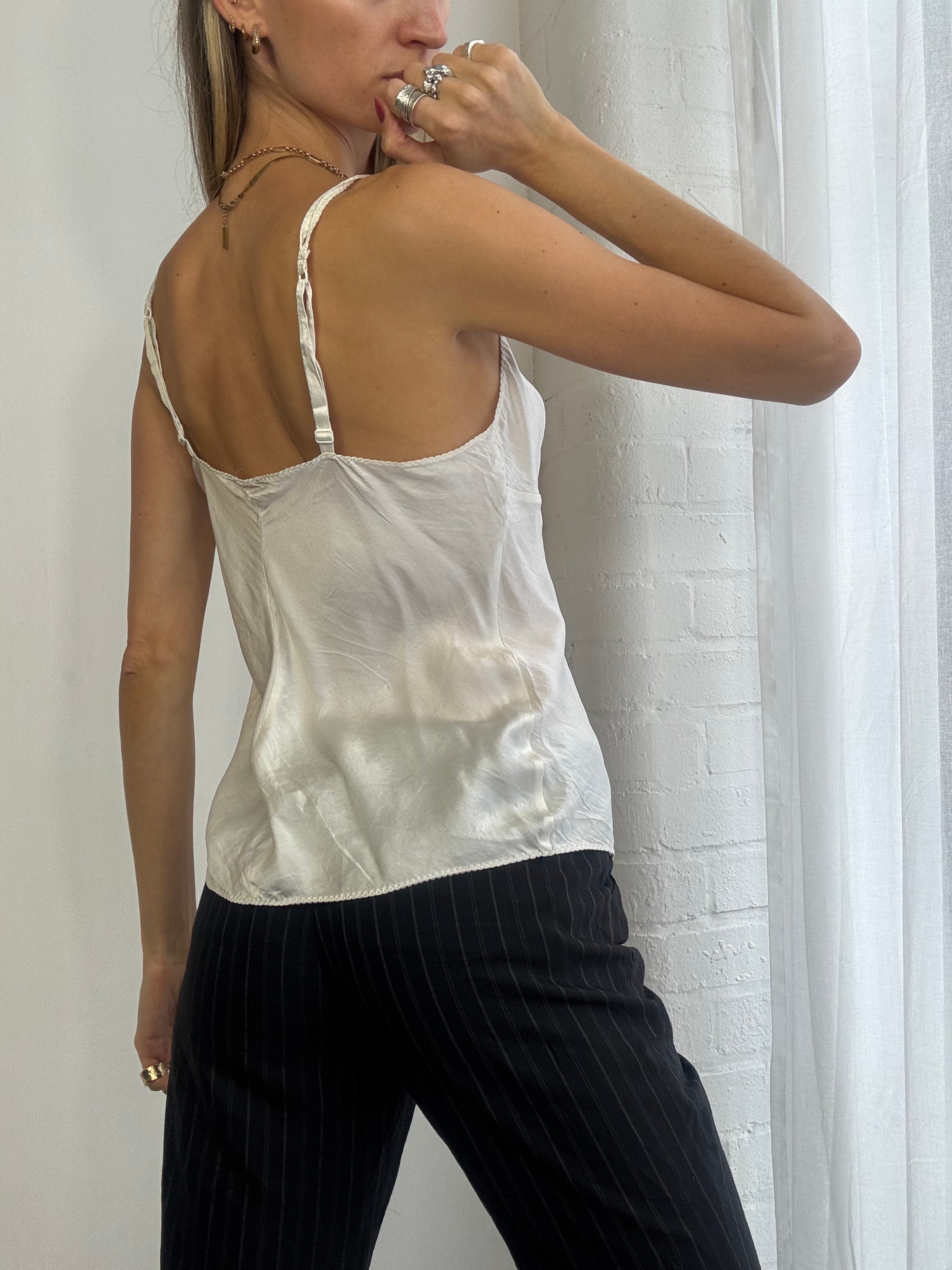 Vintage 90s 100% silk white cami top