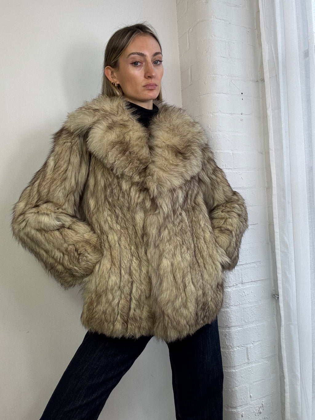 Vintage 90s fox fur coat