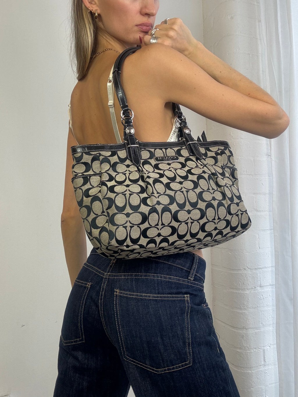 Vintage Y2K coach monogram shoulder bag black