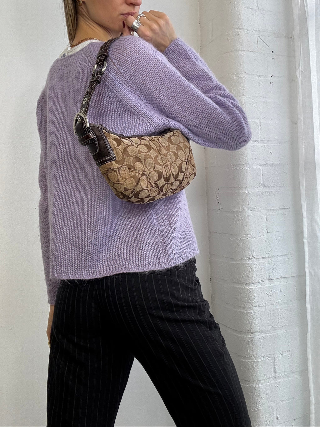 Vintage Y2K knitted wool cardigan lilac