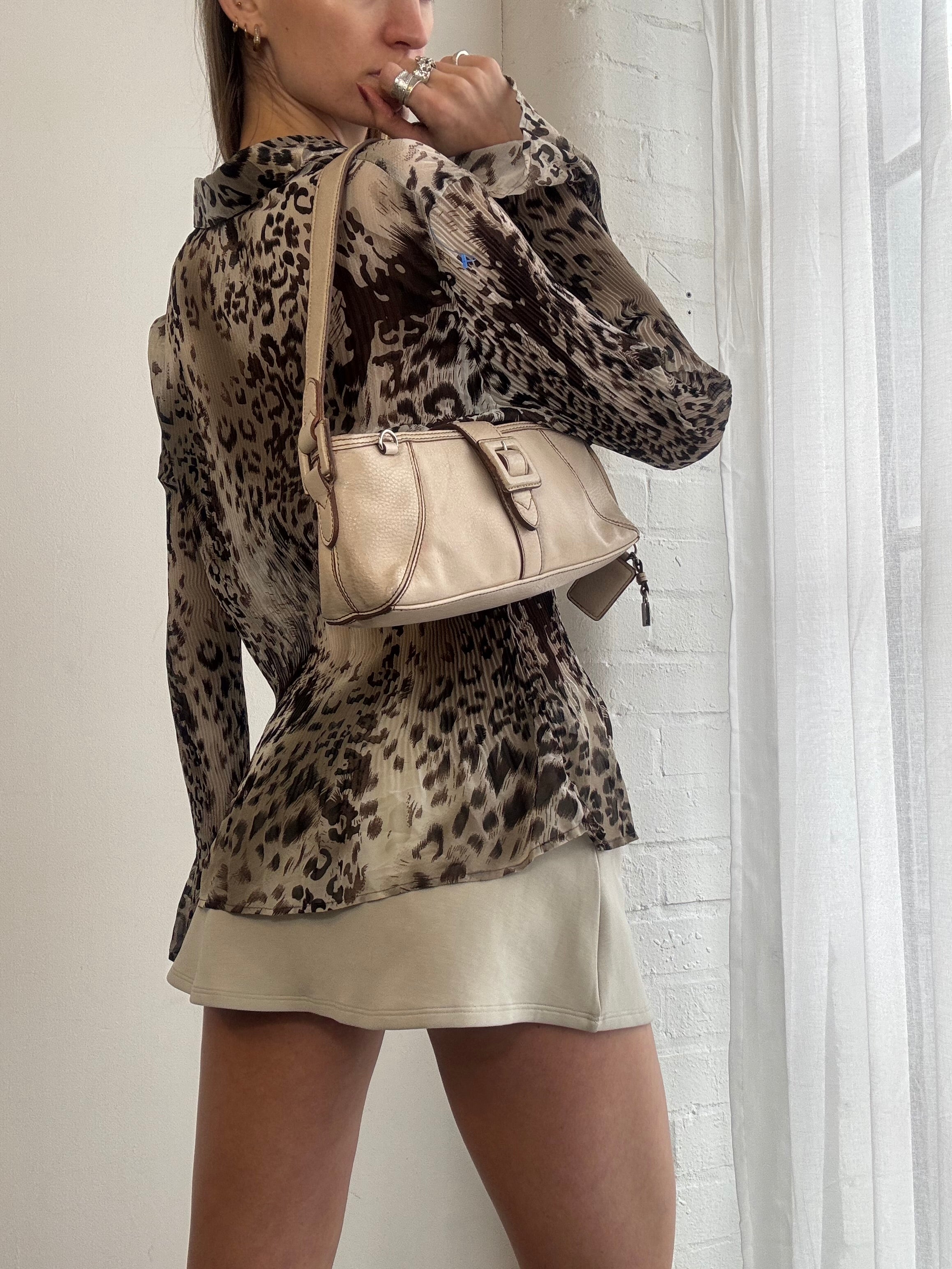 Vintage Y2K leopard print sheer blouse