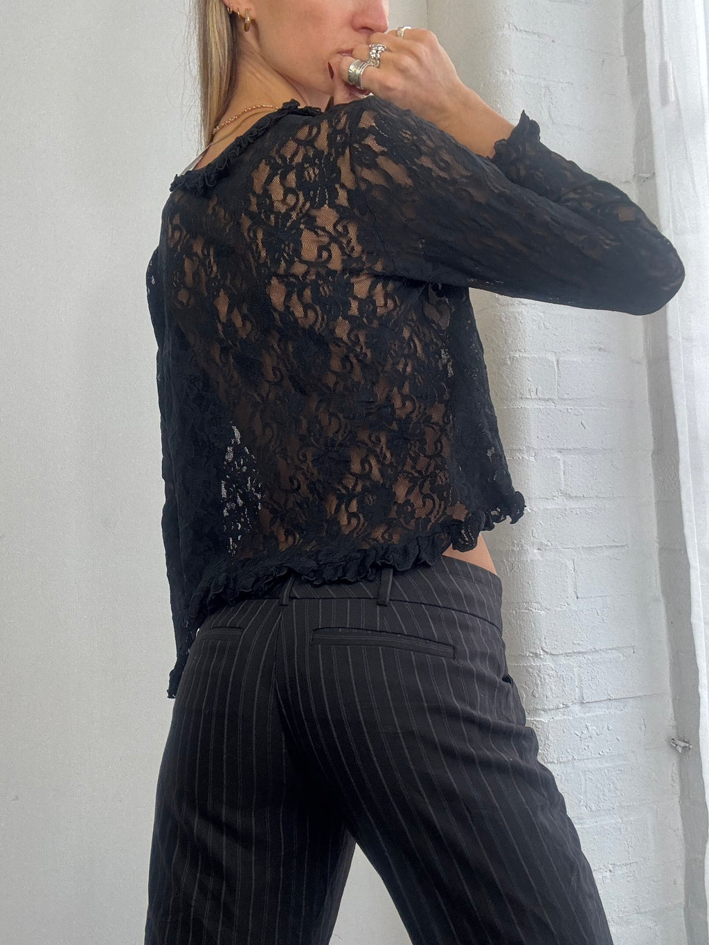 Vintage 90s lace tie front top