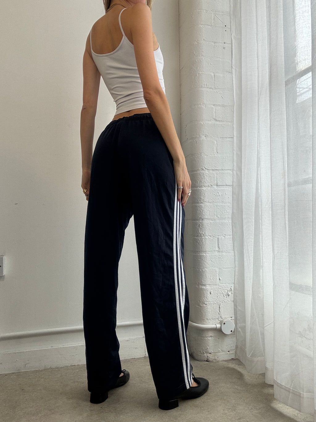 Vintage Y2K navy blue adidas track trousers