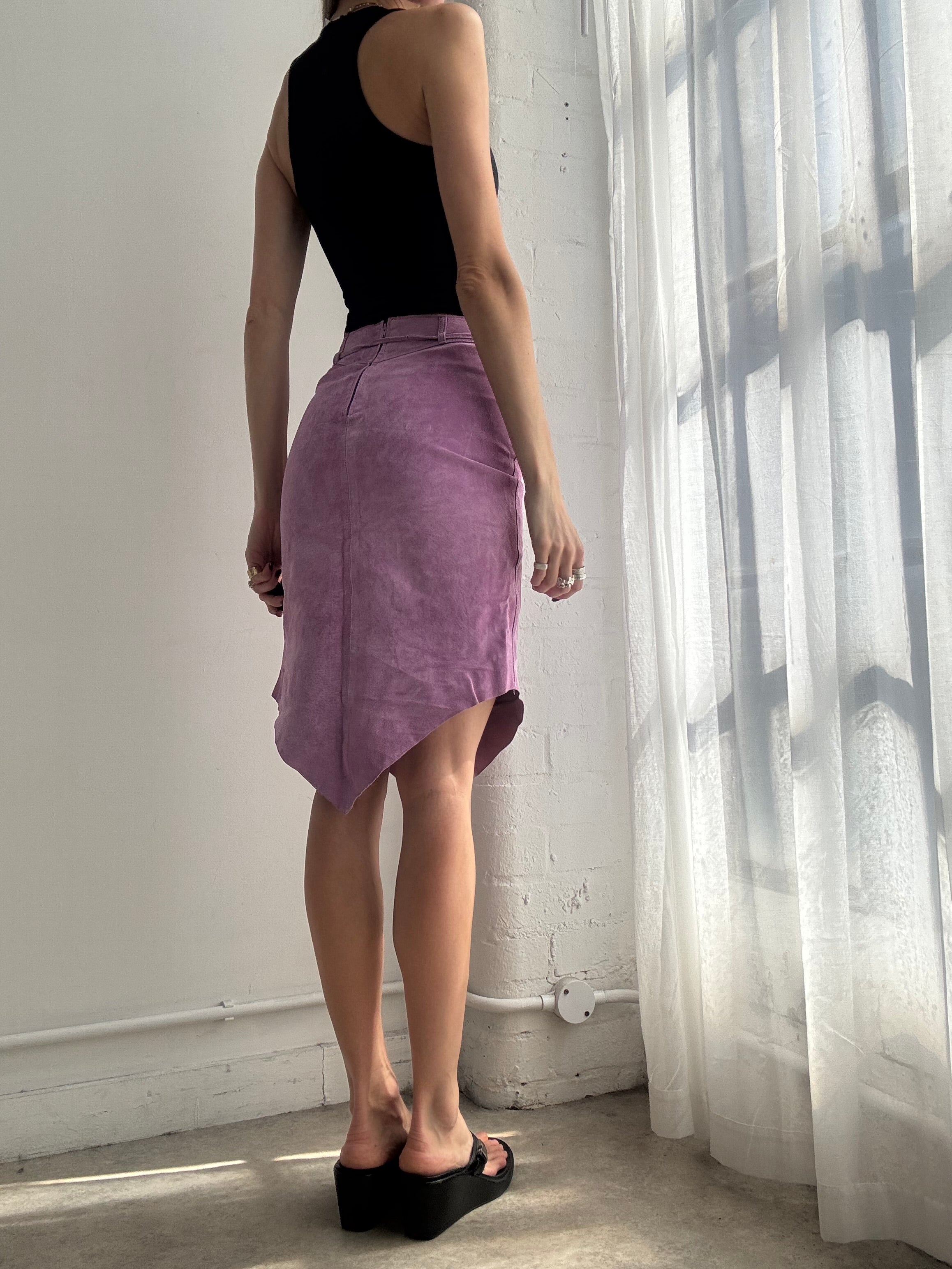 Vintage Y2K pink suede midi skirt - Size XS