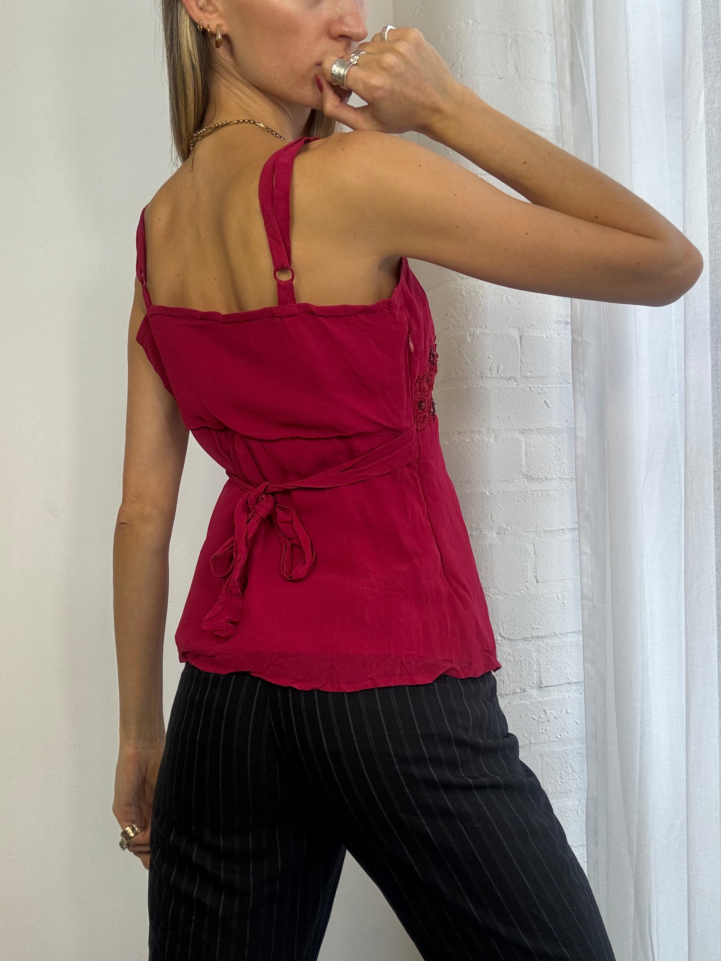 Vintage Y2K red beaded cami top