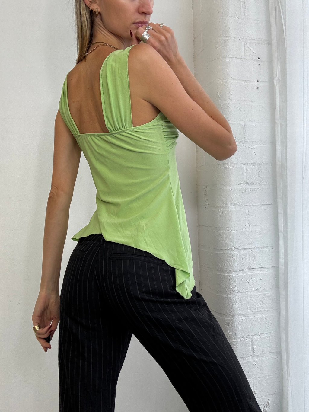 Vintage Y2K lime green asymmetric tank