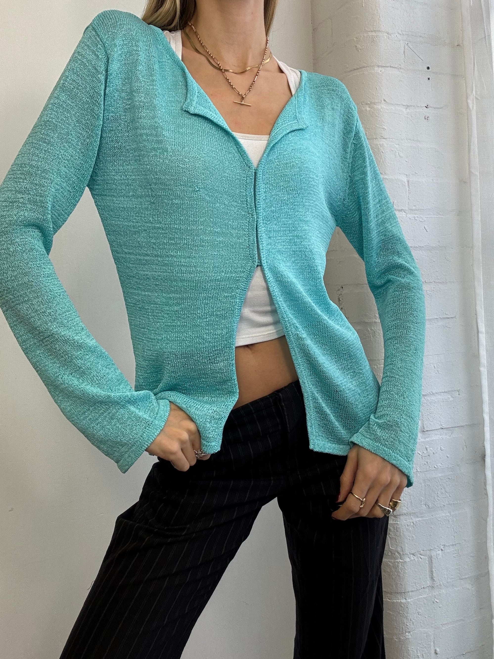 Vintage Y2K teal knitted cardigan