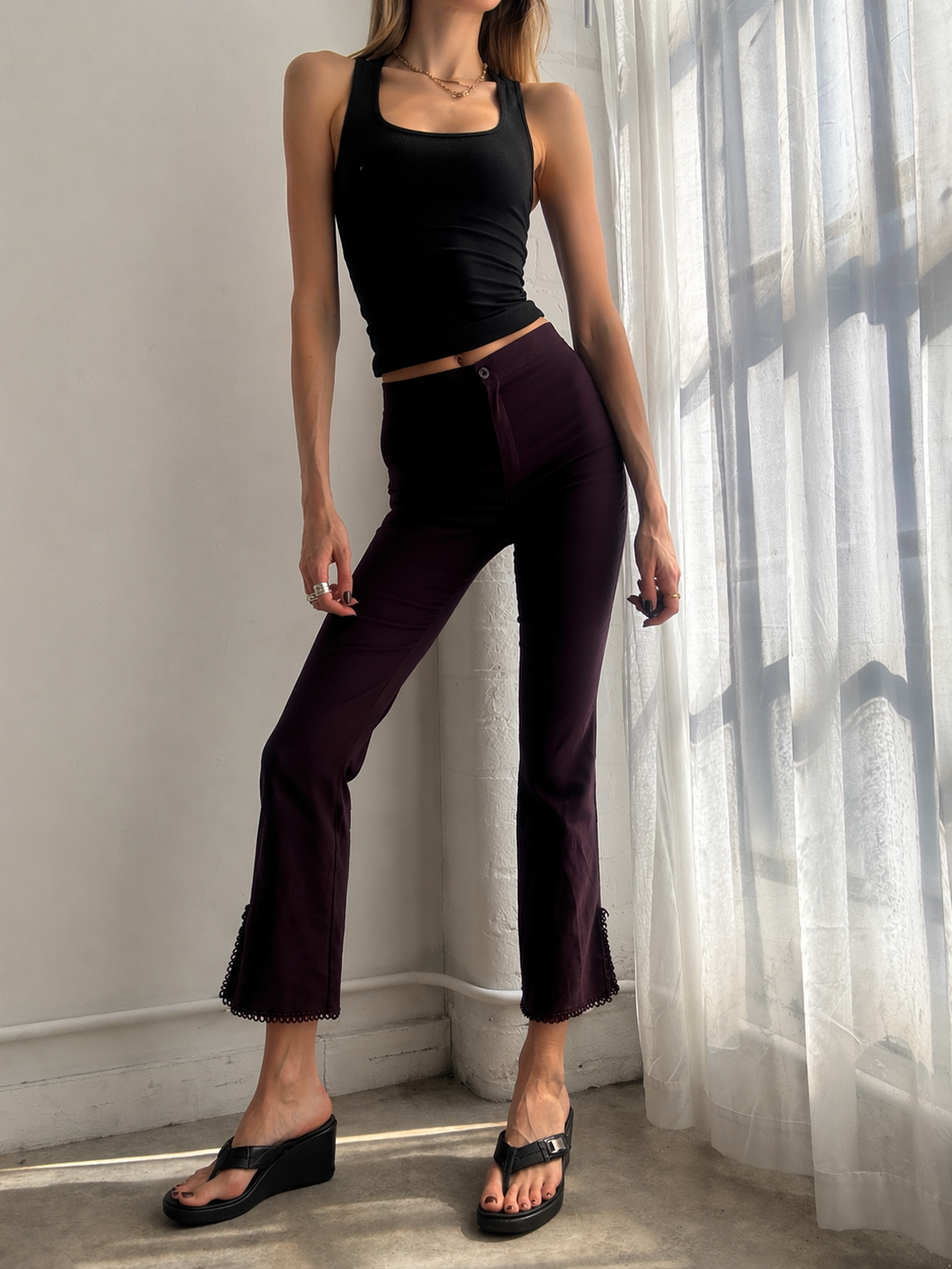 Vintage Y2K plum capri pants - size XS